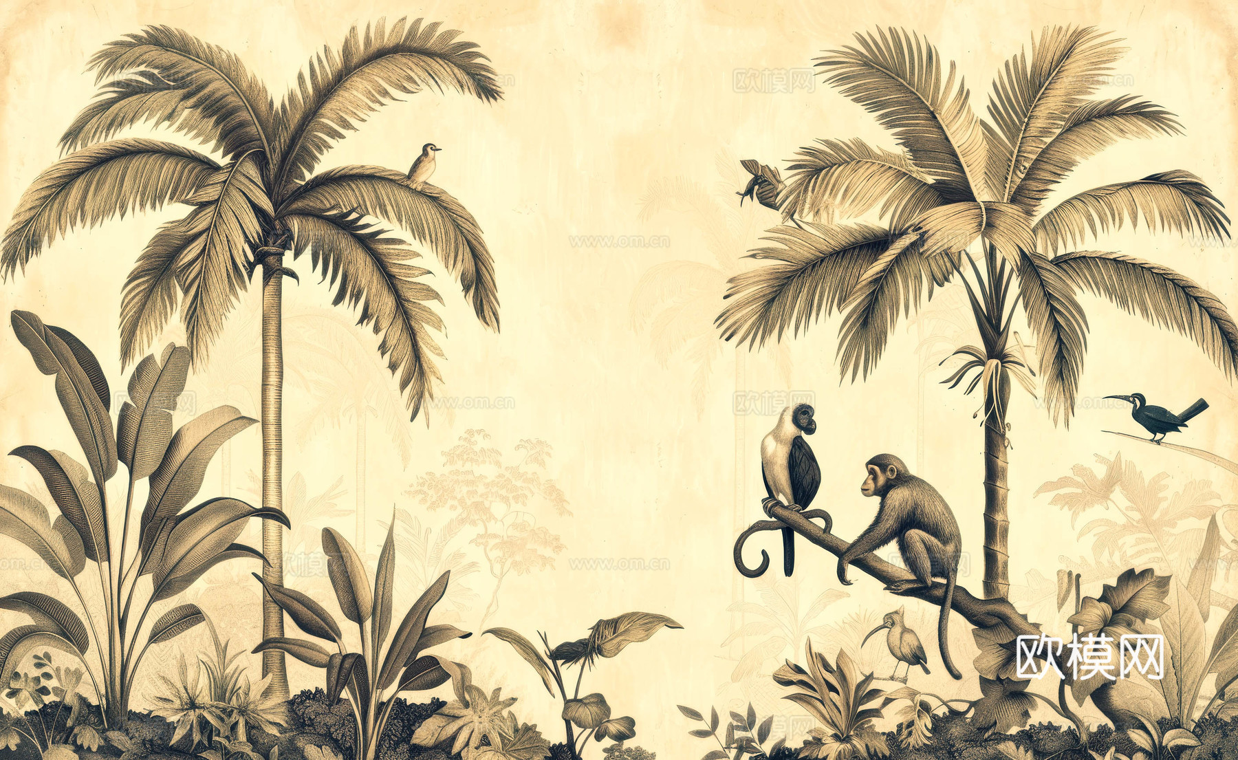 欧式田园热带雨林壁纸下载（渲染图4）