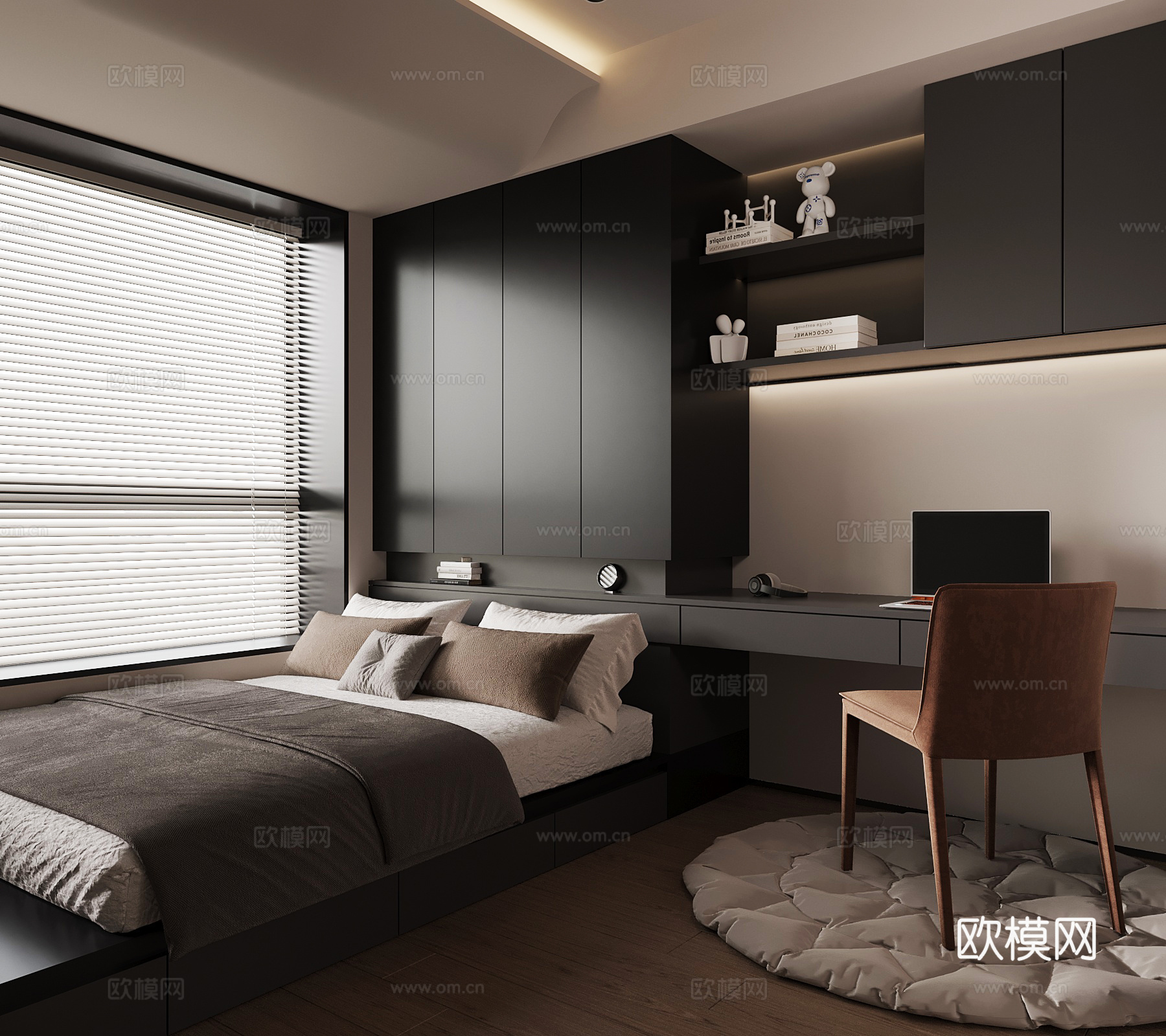 意式榻榻米卧室3d模型