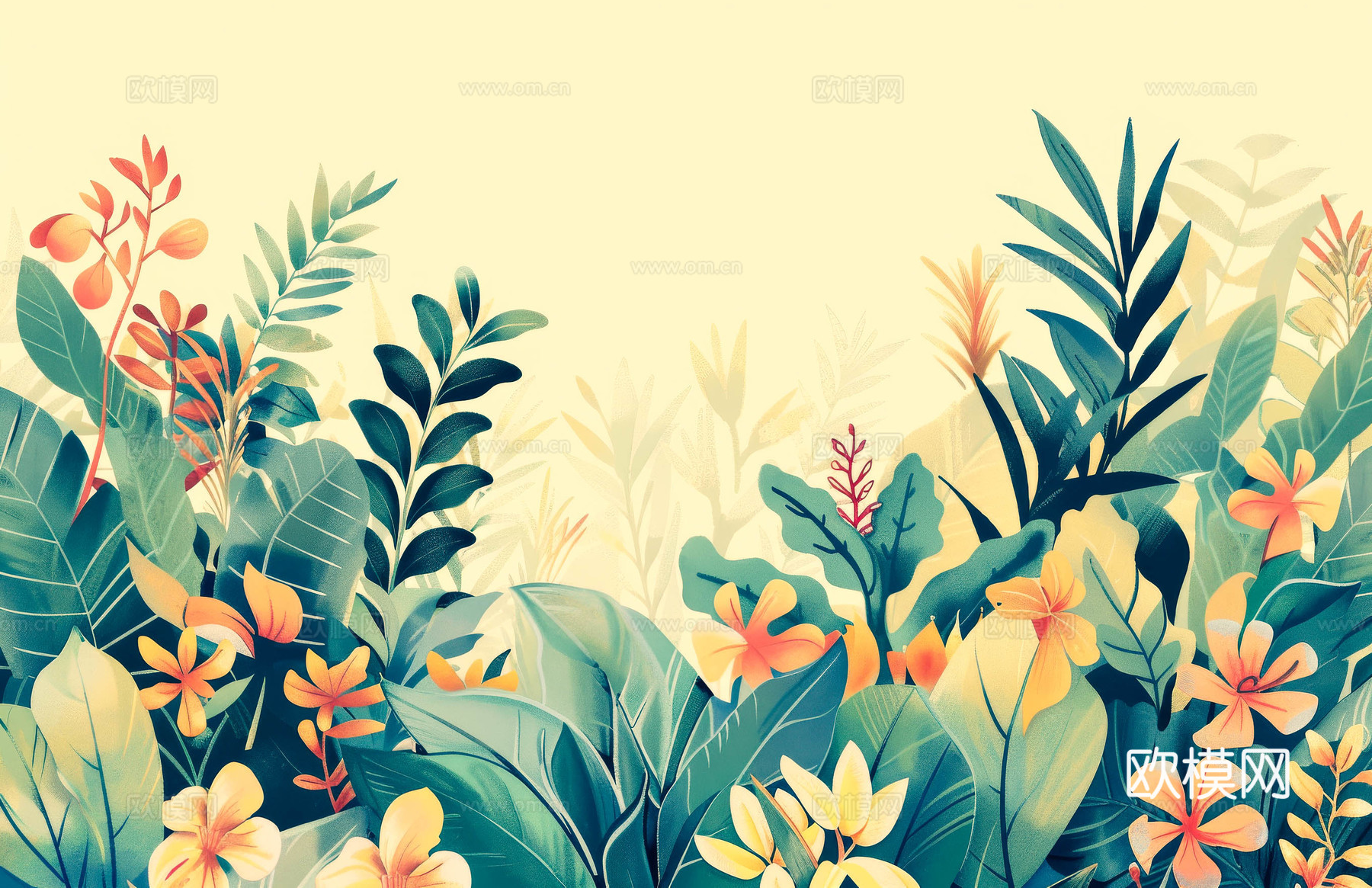 欧式田园热带雨林壁纸下载（渲染图5）