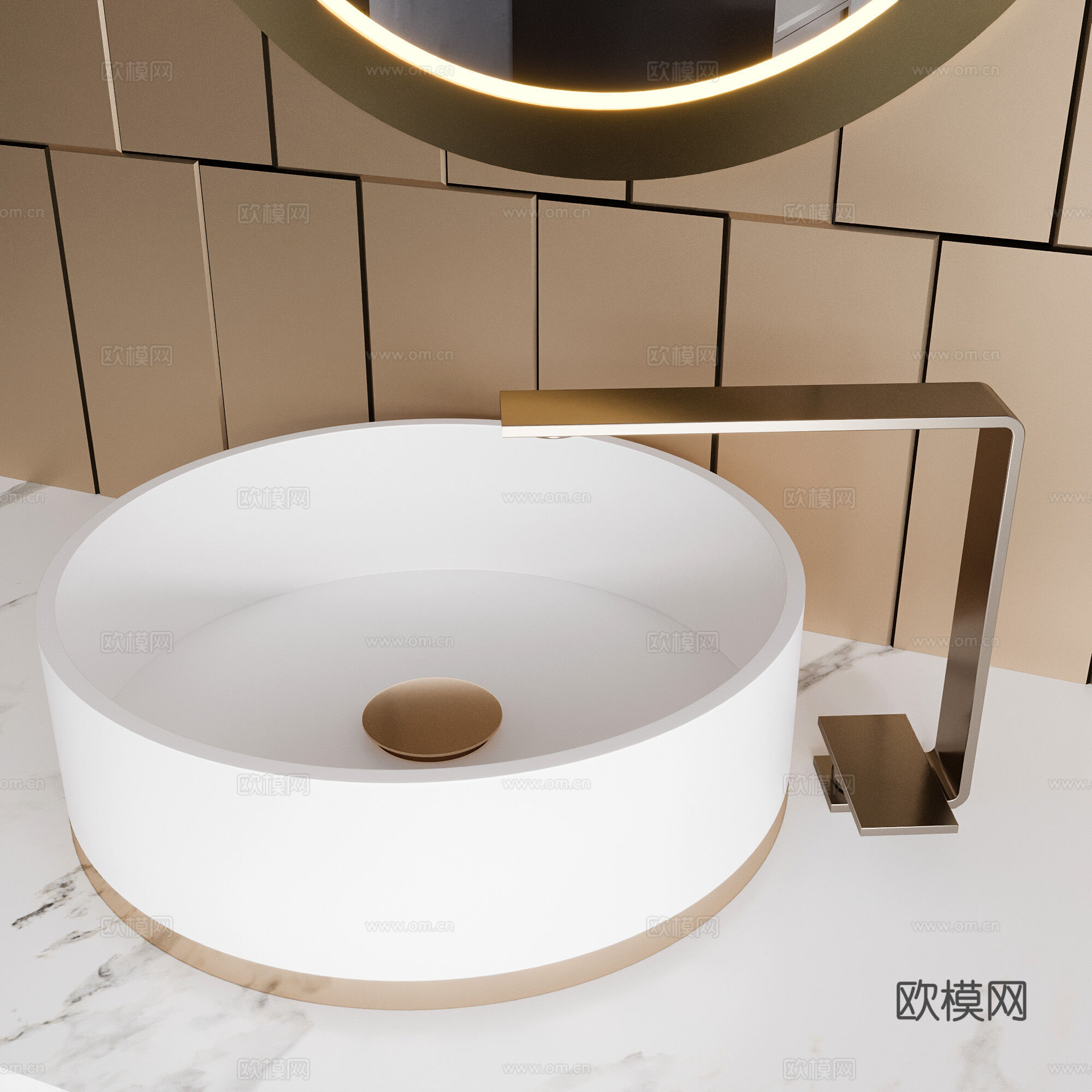 现代意式轻奢浴室柜3d模型