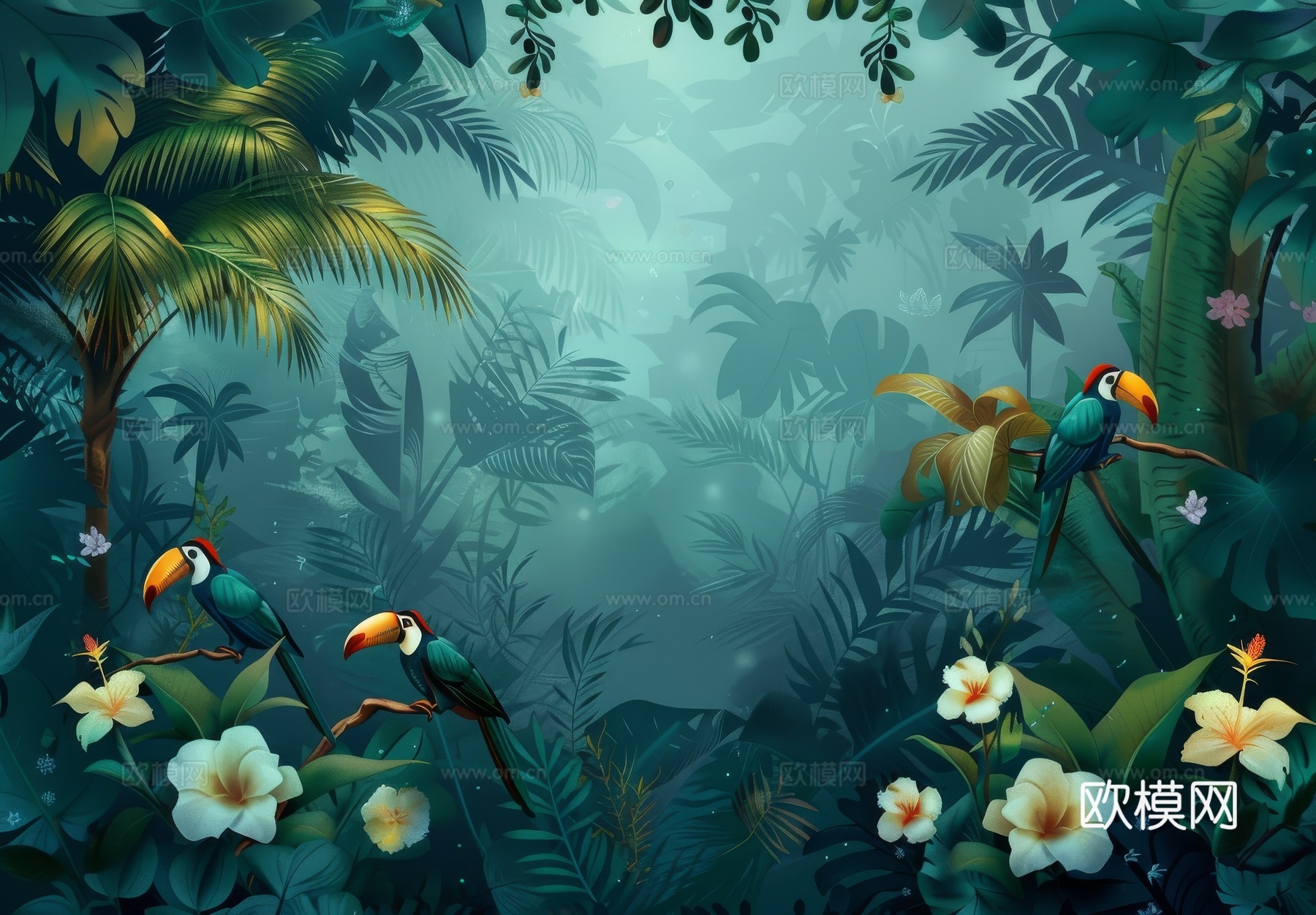 欧式田园热带雨林壁纸下载（渲染图3）