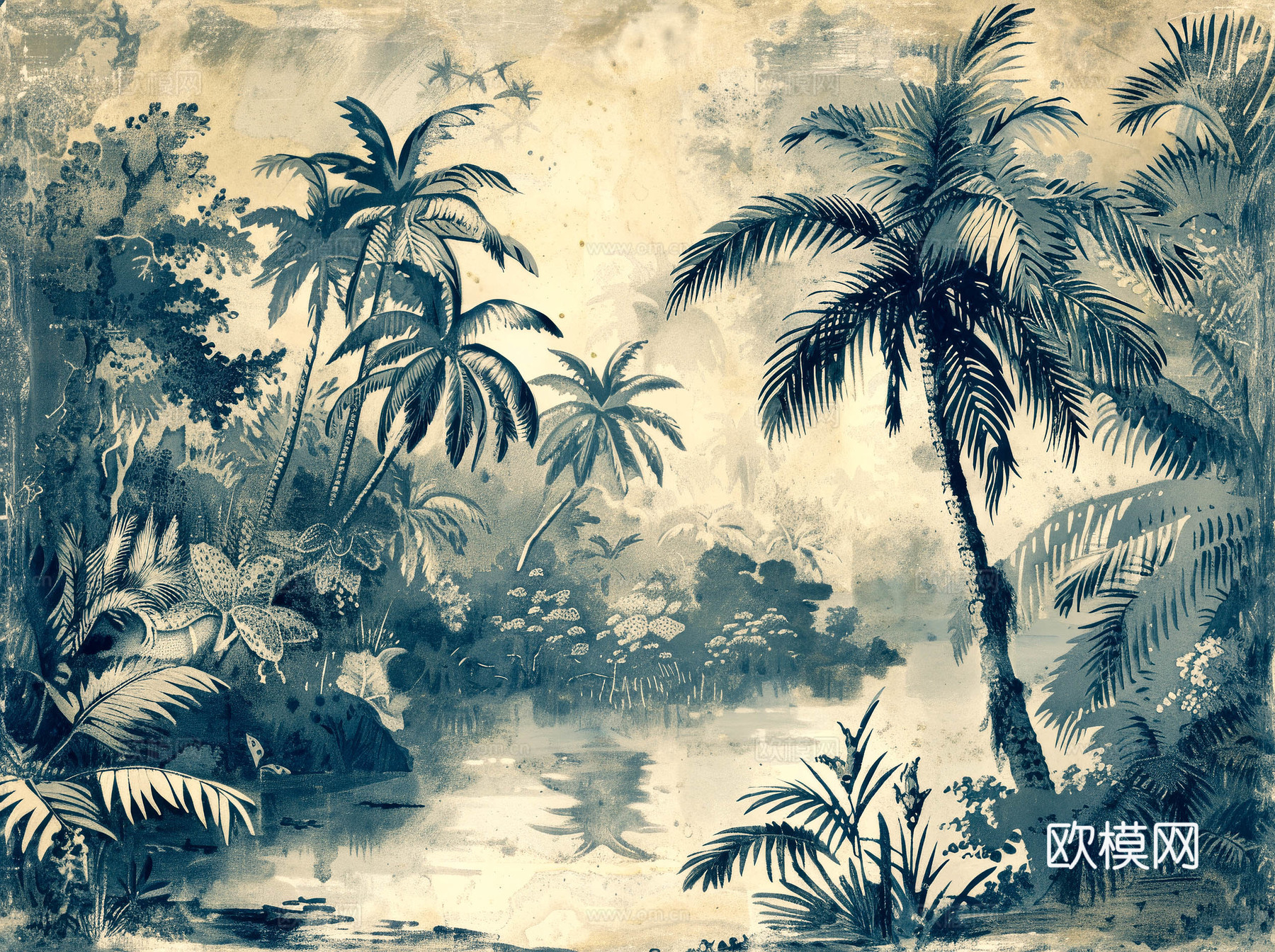 欧式田园热带雨林壁纸下载（渲染图6）