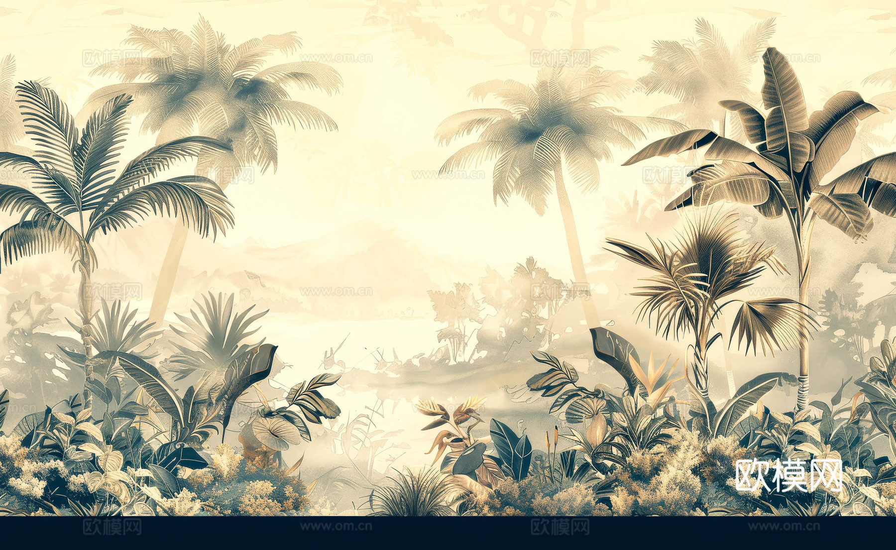 欧式田园热带雨林壁纸下载（渲染图2）