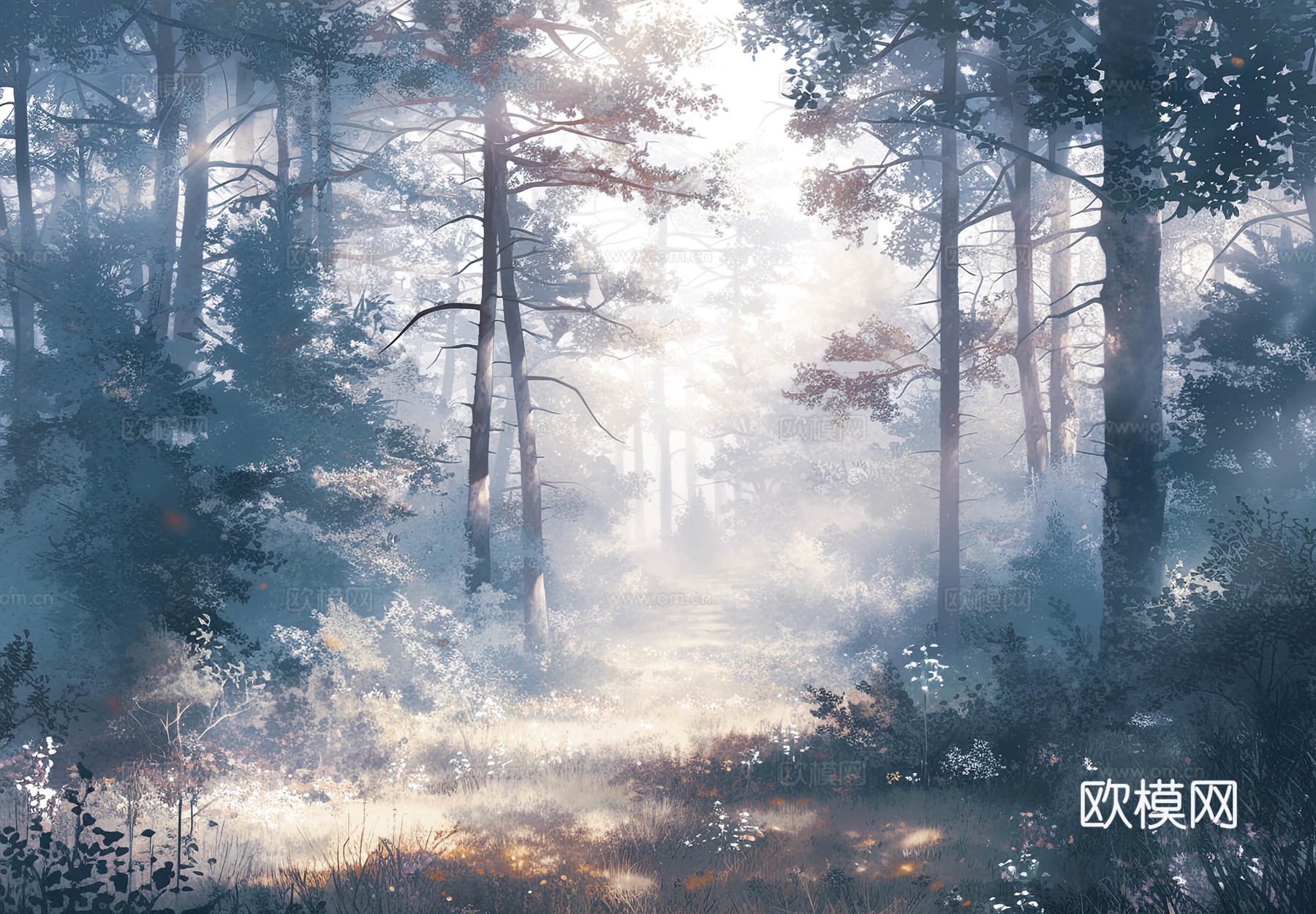 欧式田园热带雨林壁纸下载（渲染图2）