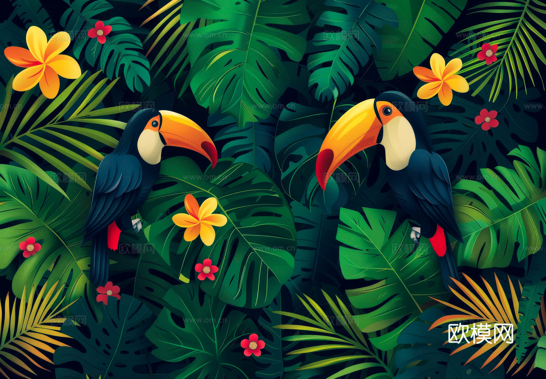 欧式田园热带雨林壁纸下载（渲染图1）