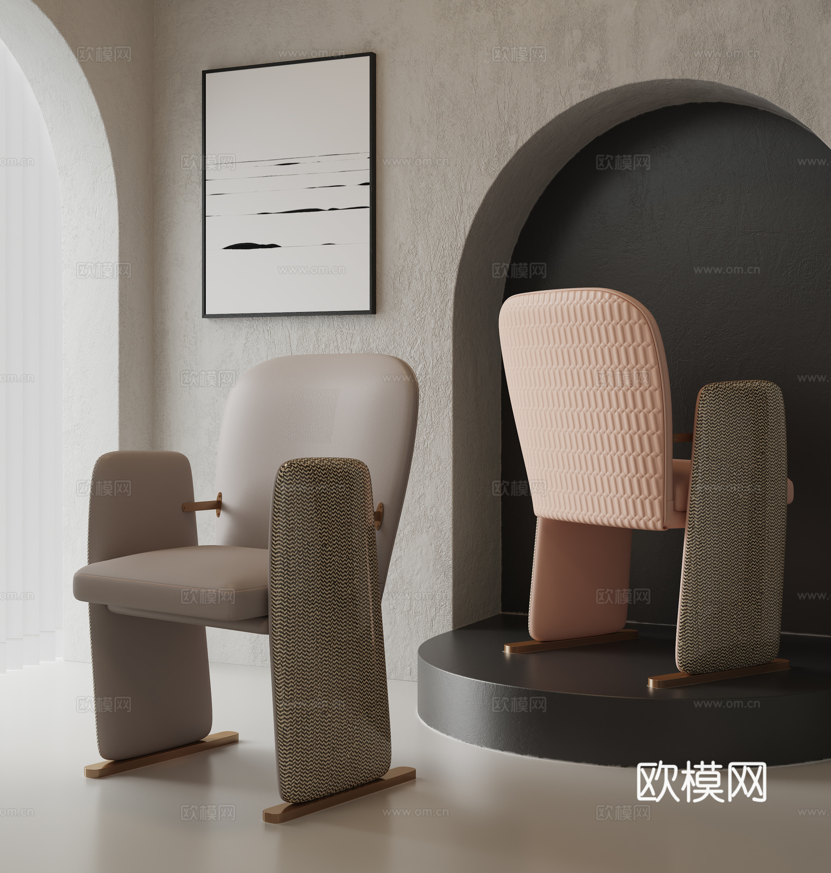 现代轻奢休闲椅餐椅3d模型