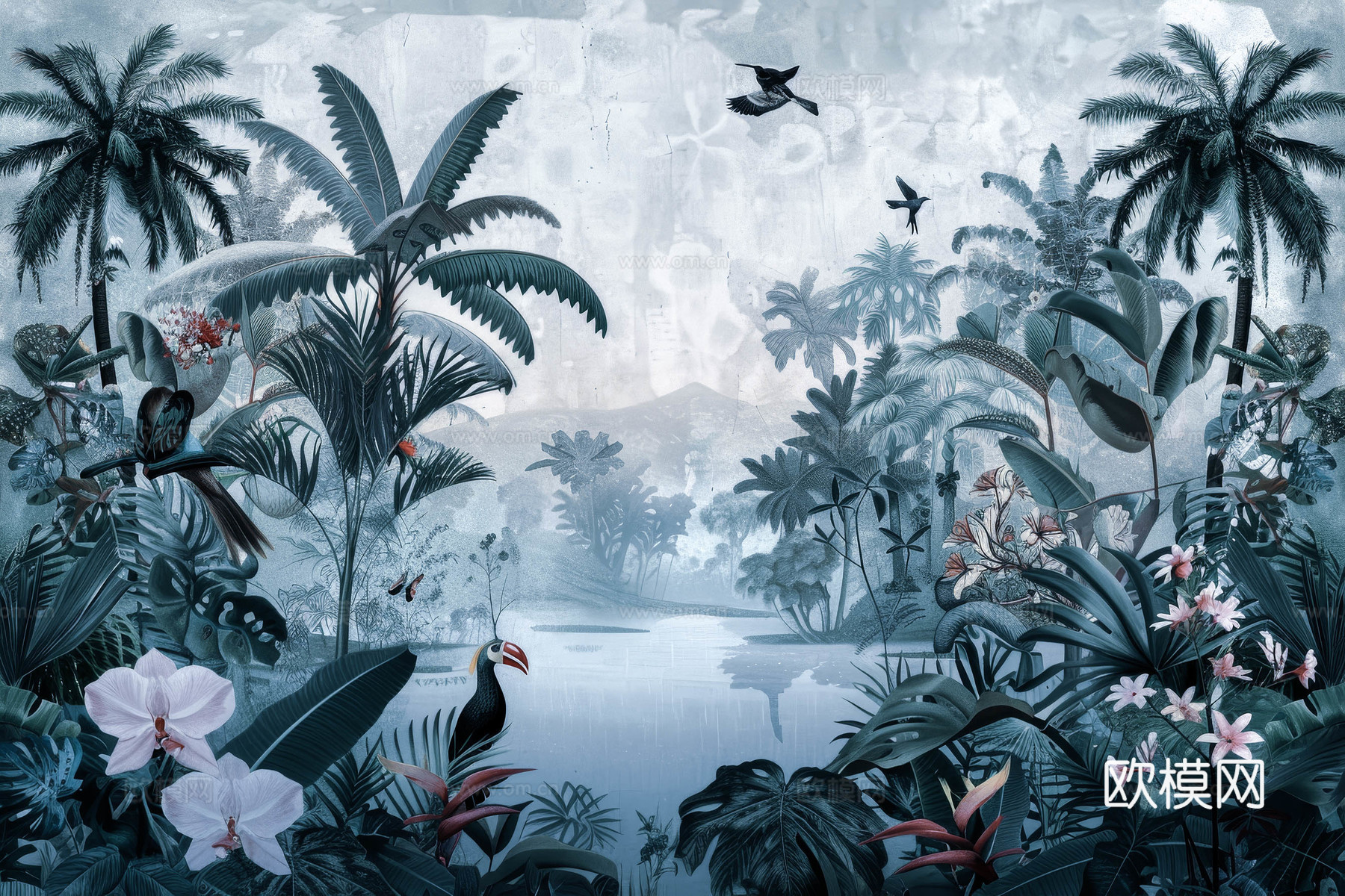 欧式田园热带雨林壁纸下载（渲染图4）