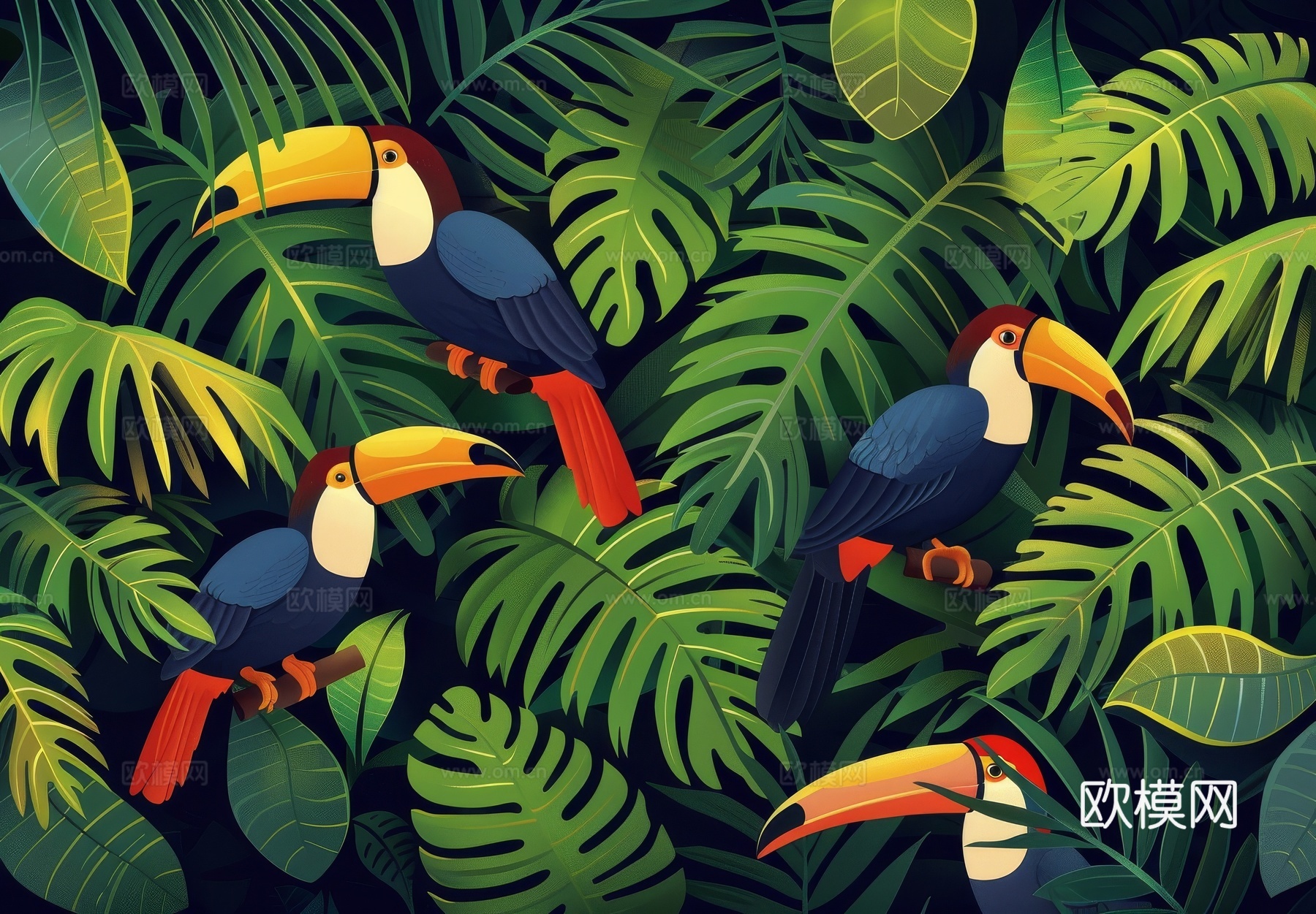 欧式田园热带雨林壁纸下载（渲染图5）