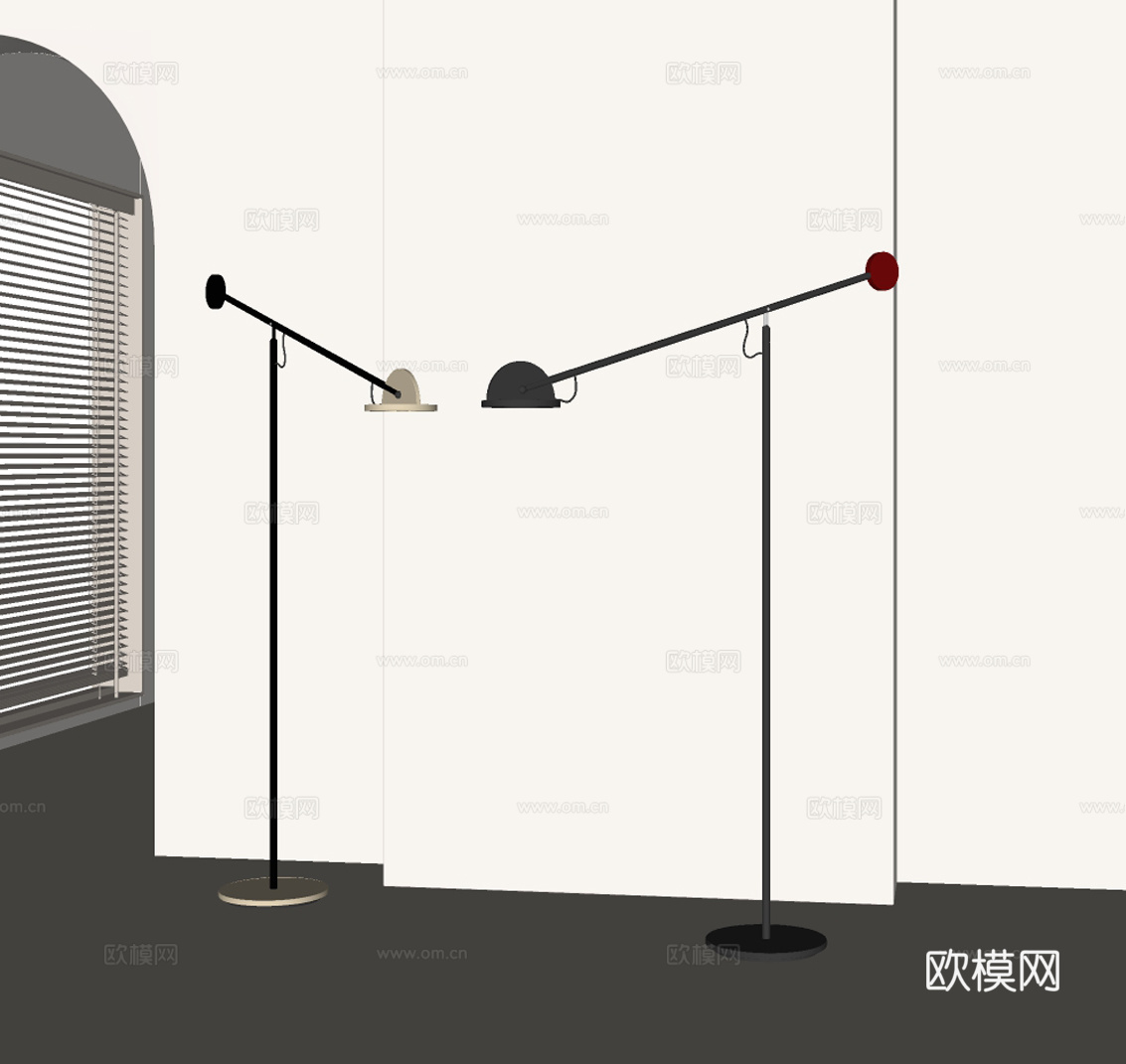 意式轻奢落地灯su模型下载（渲染图2）