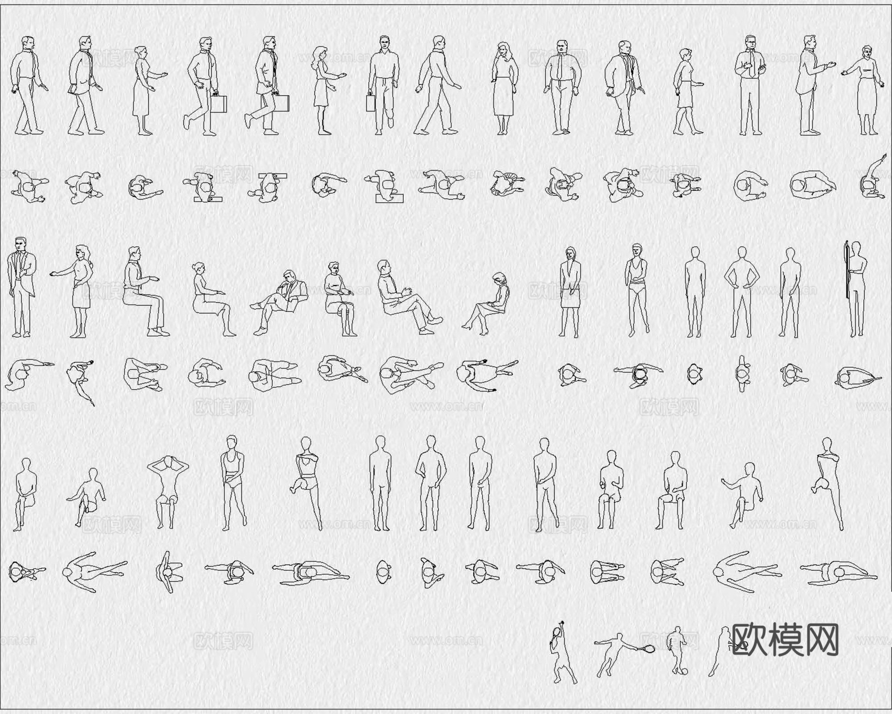 人物 运动人物 儿童 俯视人物 平面人物 立面人物cad施工图