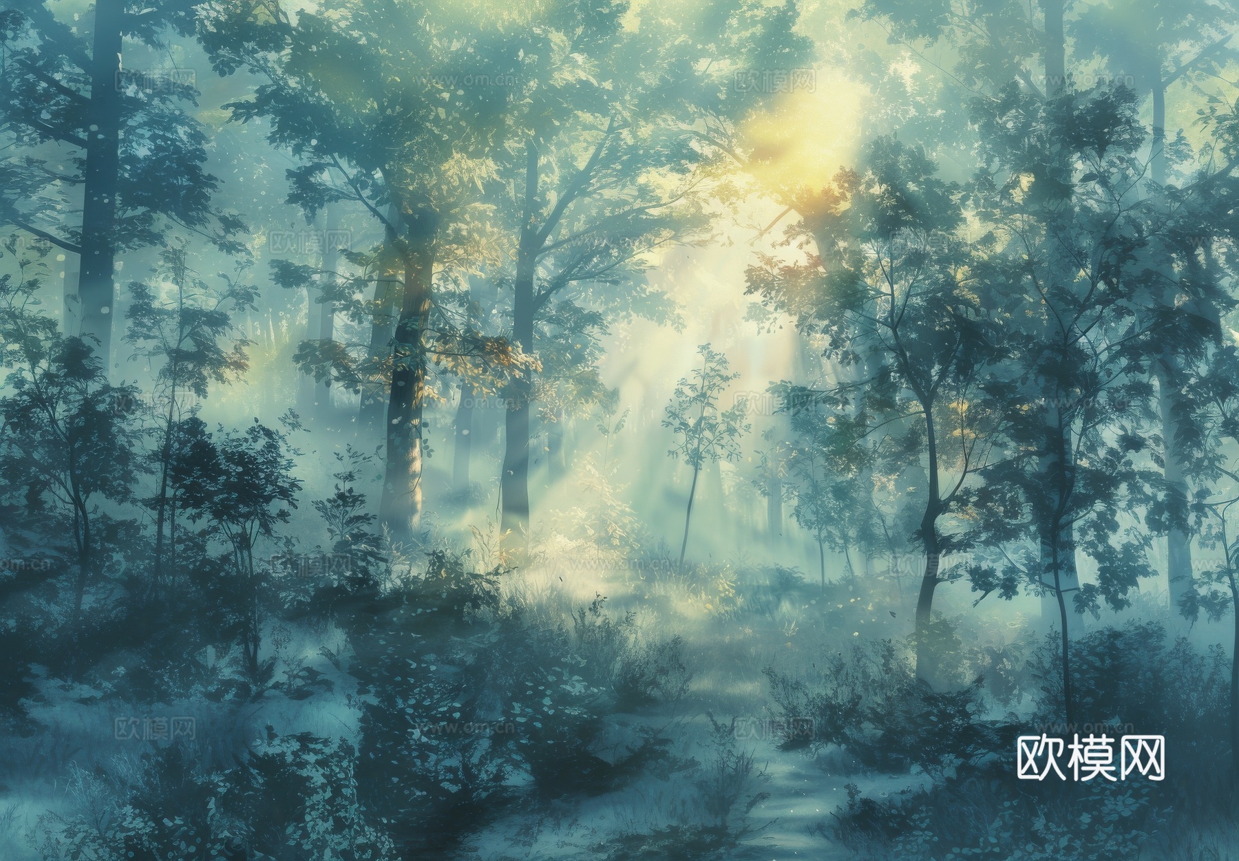 欧式田园热带雨林壁纸下载（渲染图2）