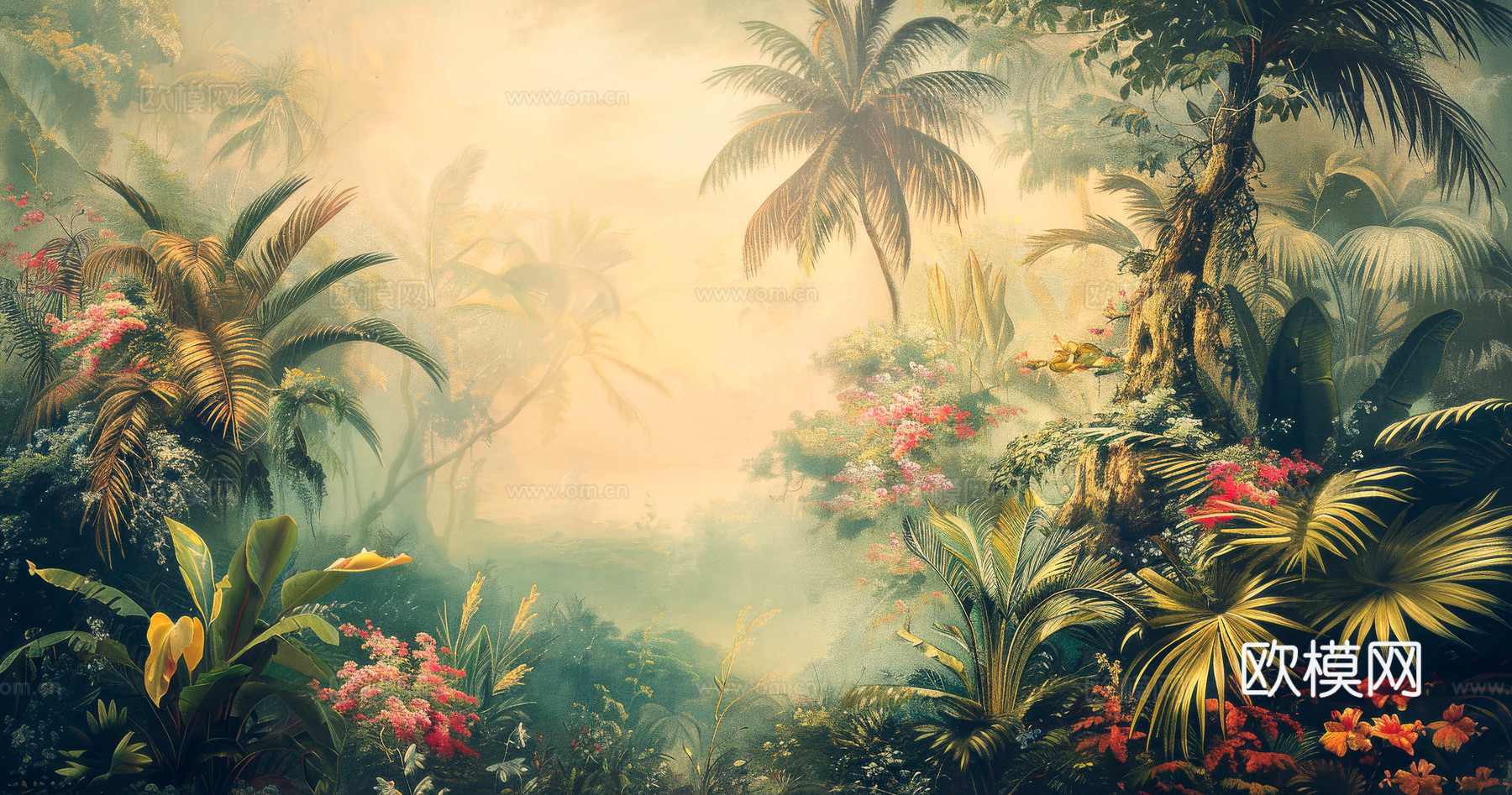欧式田园热带雨林壁纸下载（渲染图4）