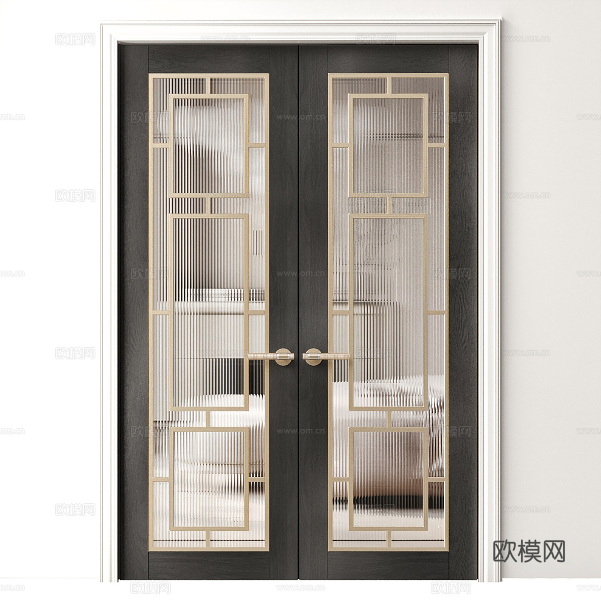 新中式轻奢双开门3d模型