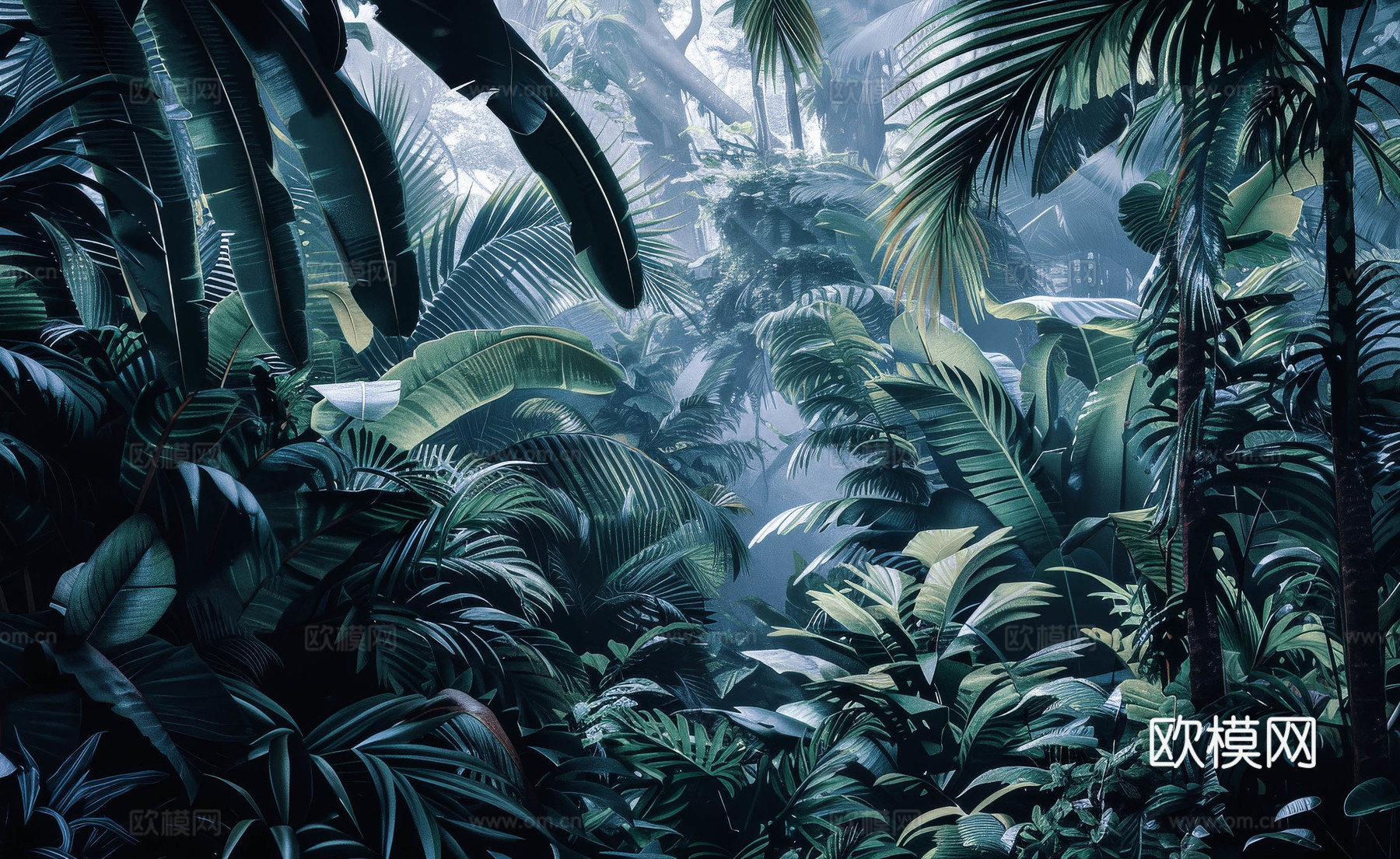 欧式田园热带雨林壁纸下载（渲染图1）