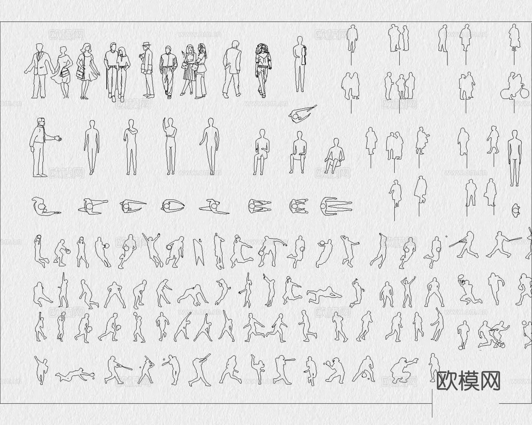 人物 运动人物 儿童 俯视人物 平面人物 立面人物cad施工图