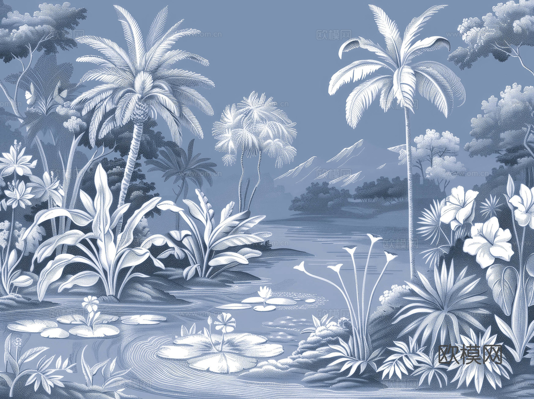 欧式田园热带雨林壁纸下载（渲染图4）