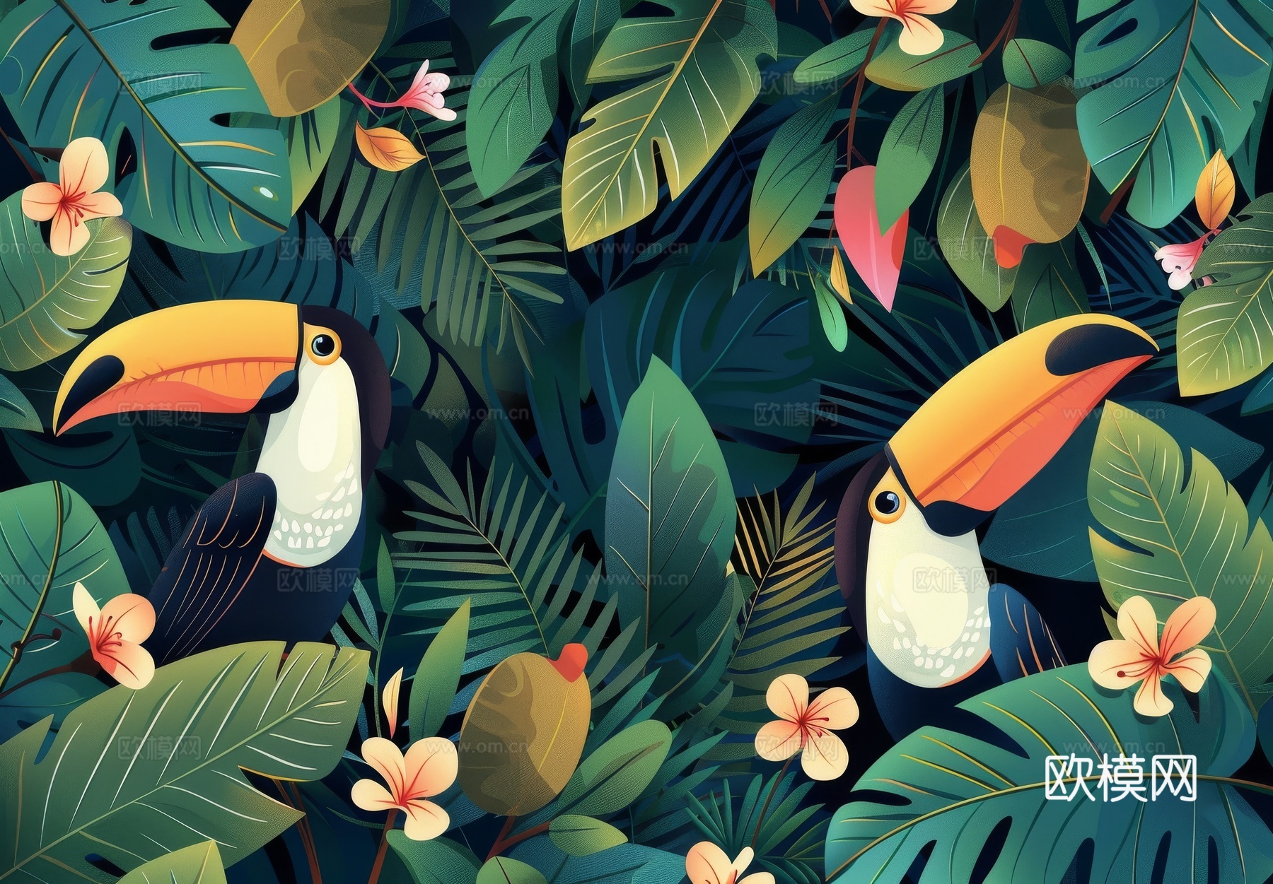 欧式田园热带雨林壁纸下载（渲染图6）