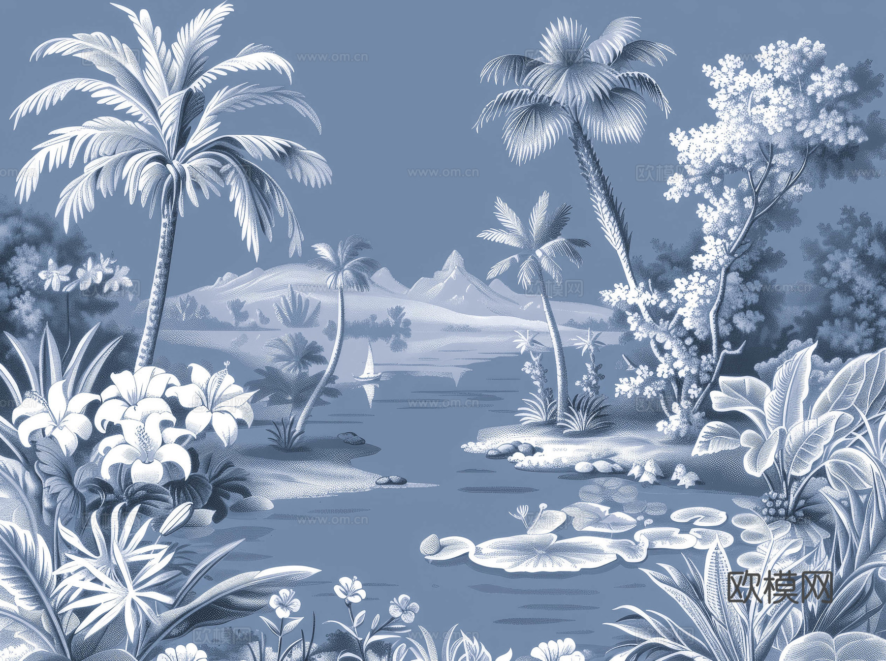 欧式田园热带雨林壁纸下载（渲染图5）