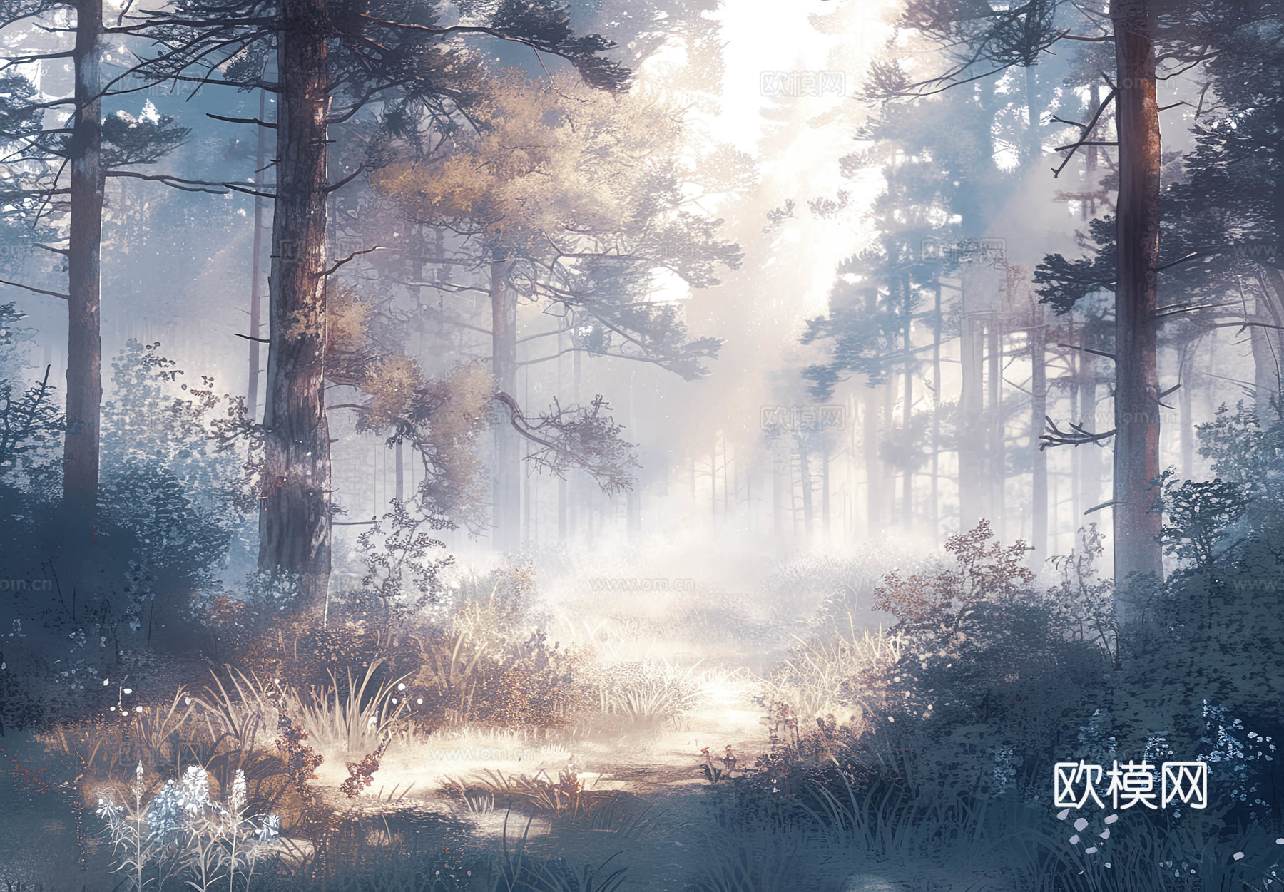 欧式田园热带雨林壁纸下载（渲染图6）