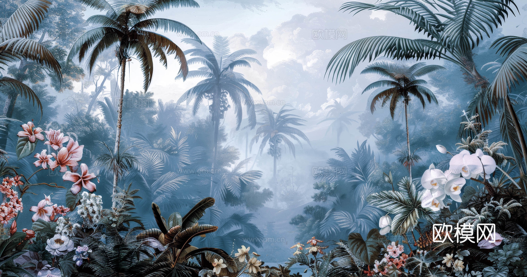 欧式田园热带雨林壁纸下载（渲染图1）