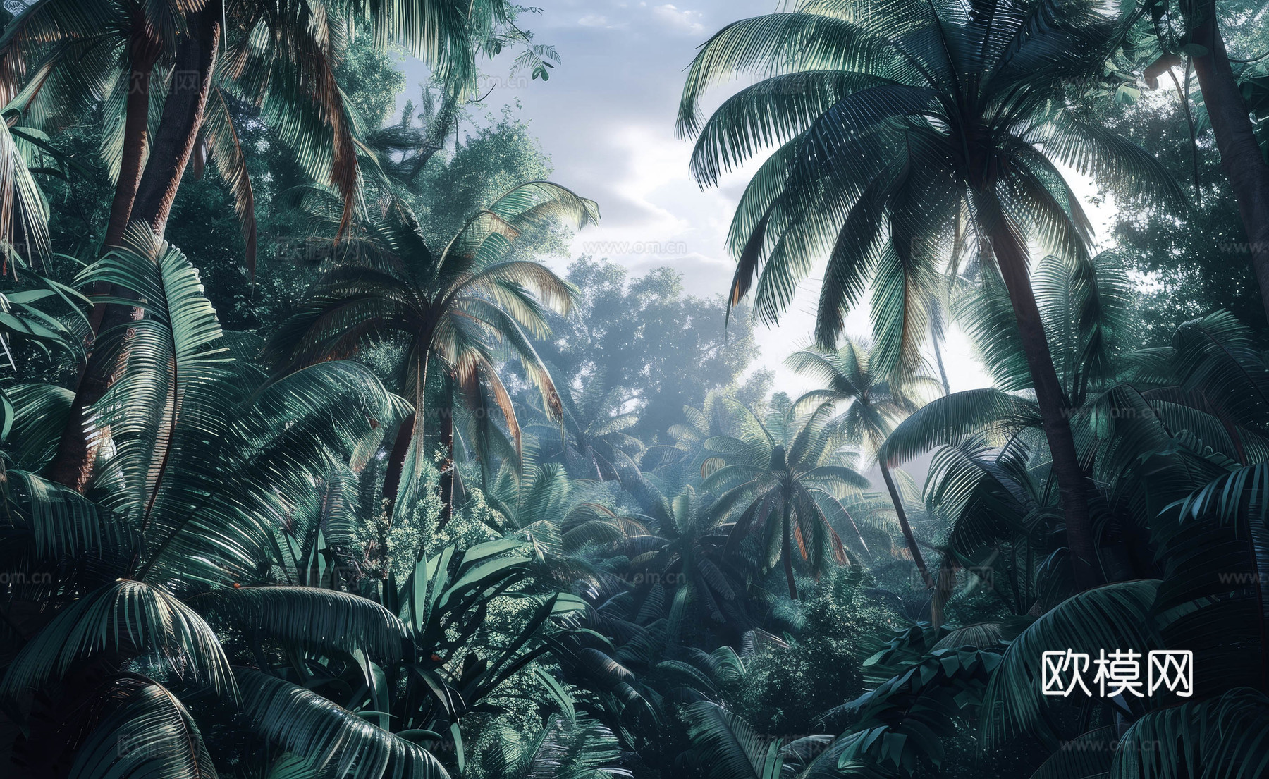 欧式田园热带雨林壁纸下载（渲染图3）