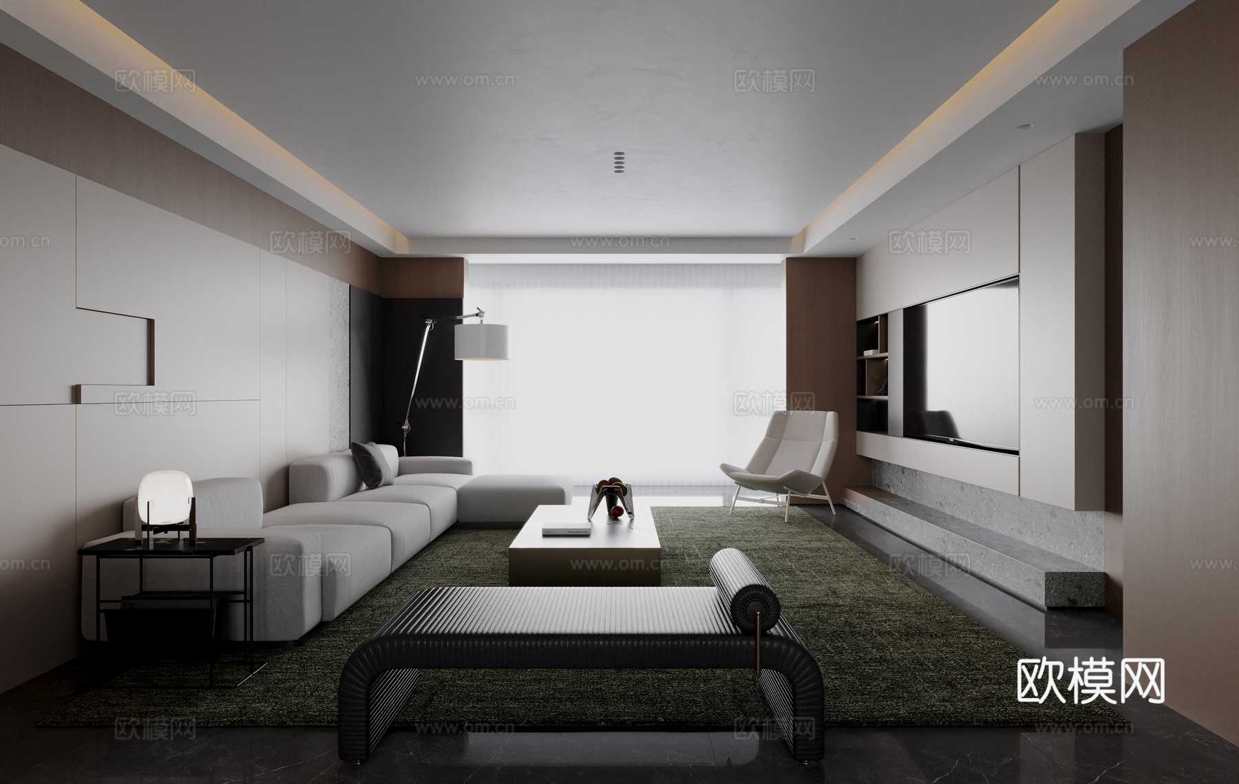 现代意式客厅3d模型