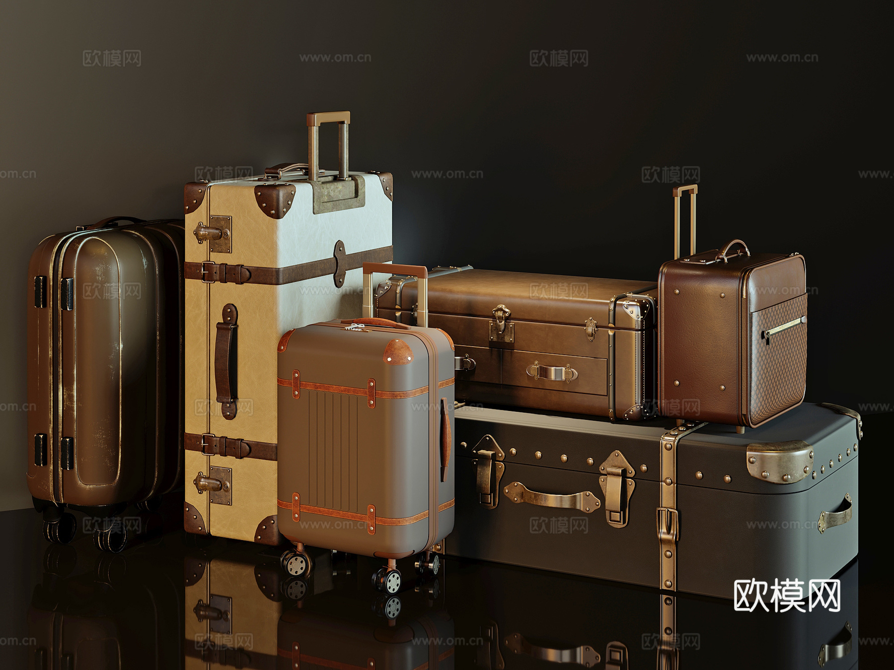 现代行李箱3d模型