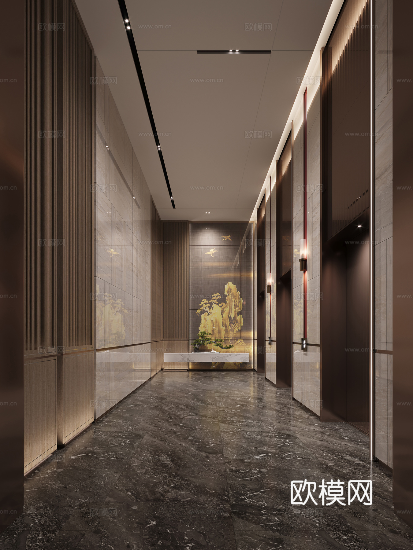 酒店客房层电梯厅3d模型