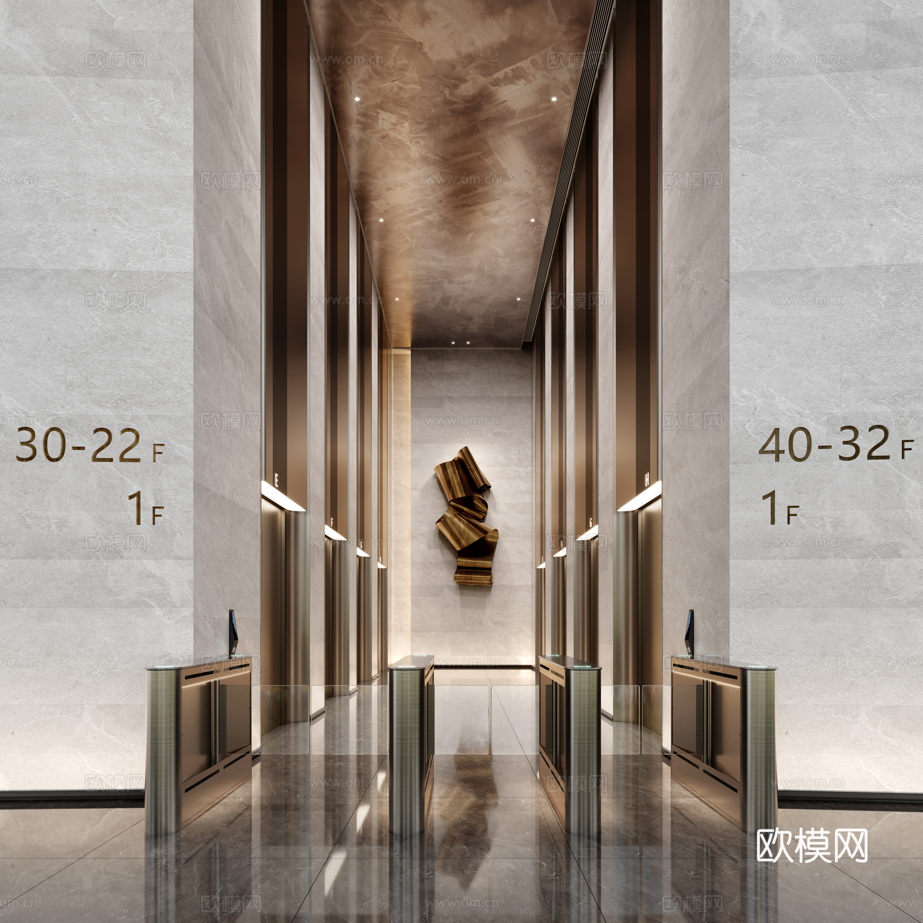 现代电梯厅3d模型