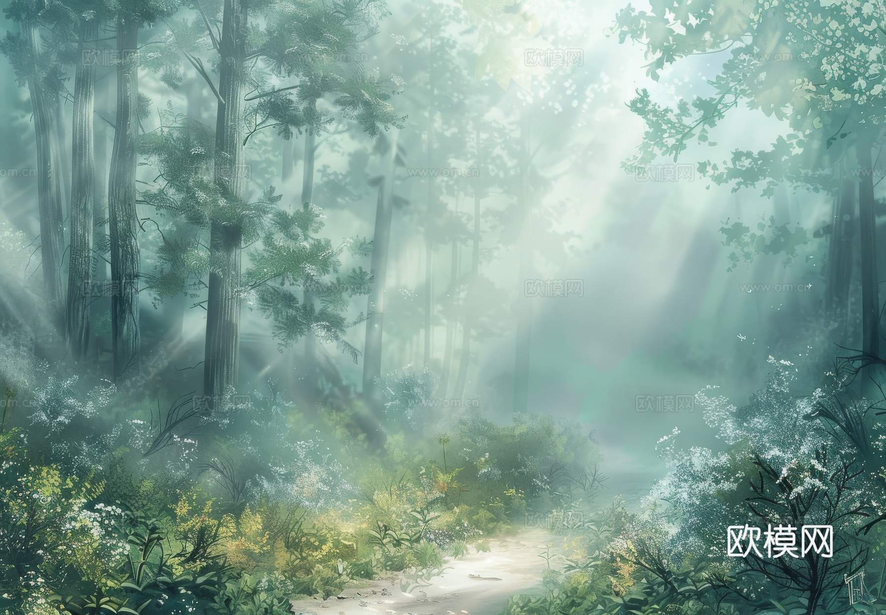 欧式田园热带雨林壁纸下载（渲染图5）