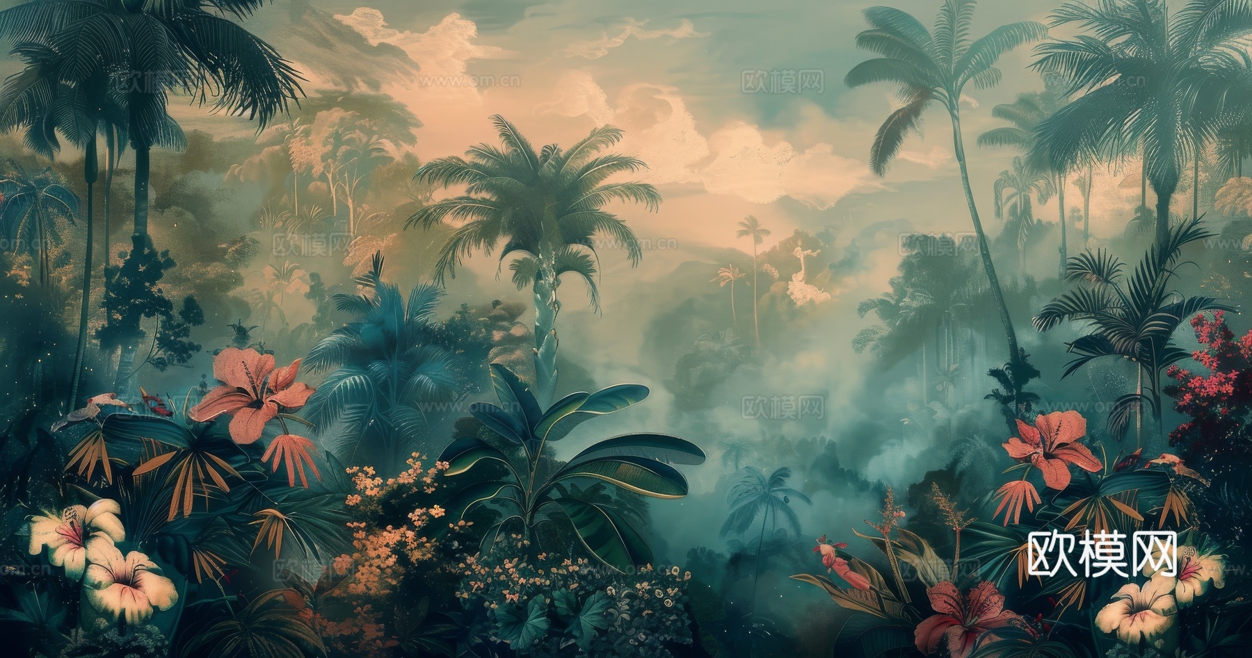 欧式田园热带雨林壁纸下载（渲染图5）