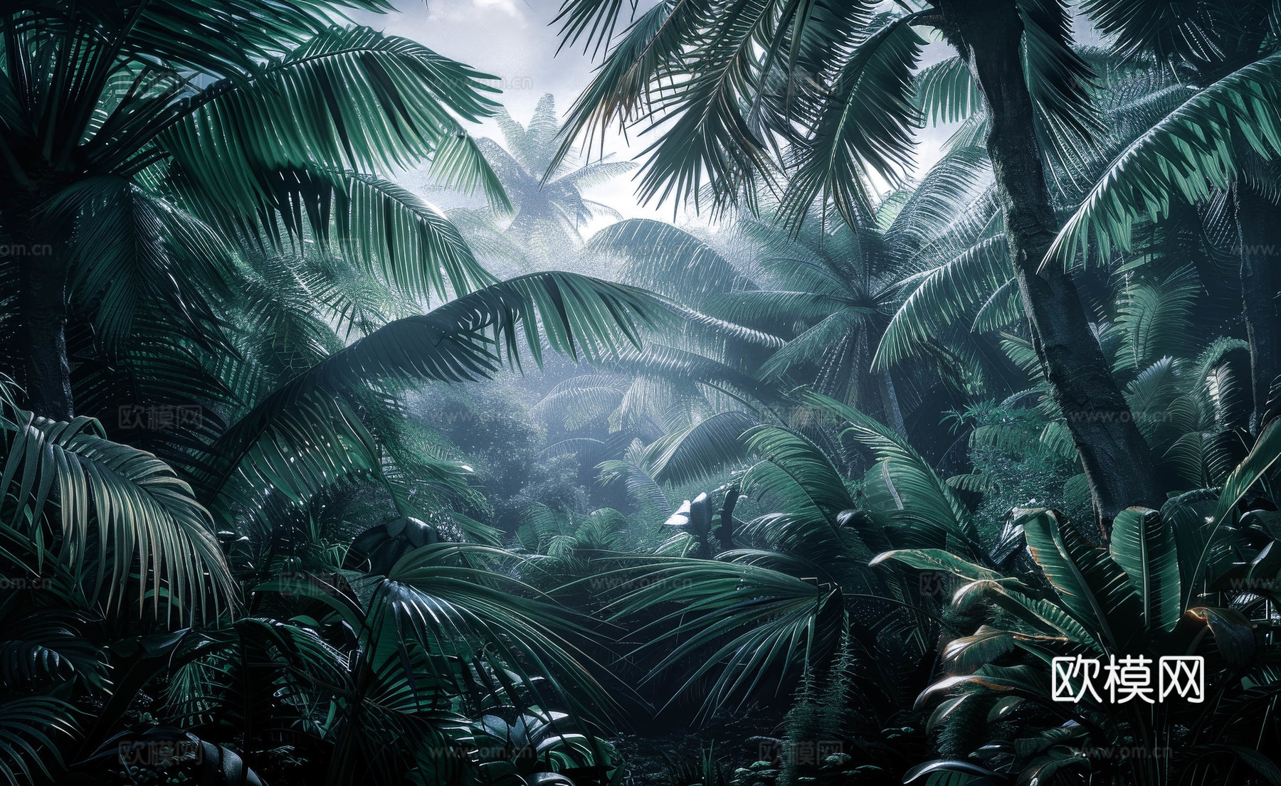 欧式田园热带雨林壁纸下载（渲染图2）