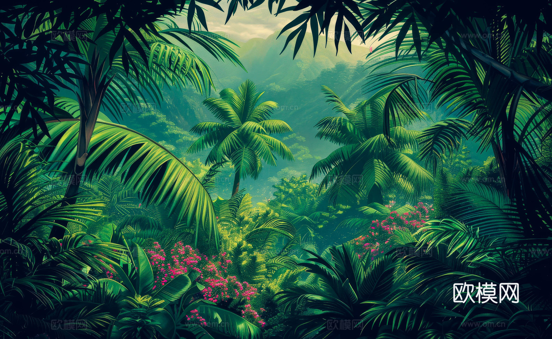 欧式田园热带雨林壁纸下载（渲染图6）