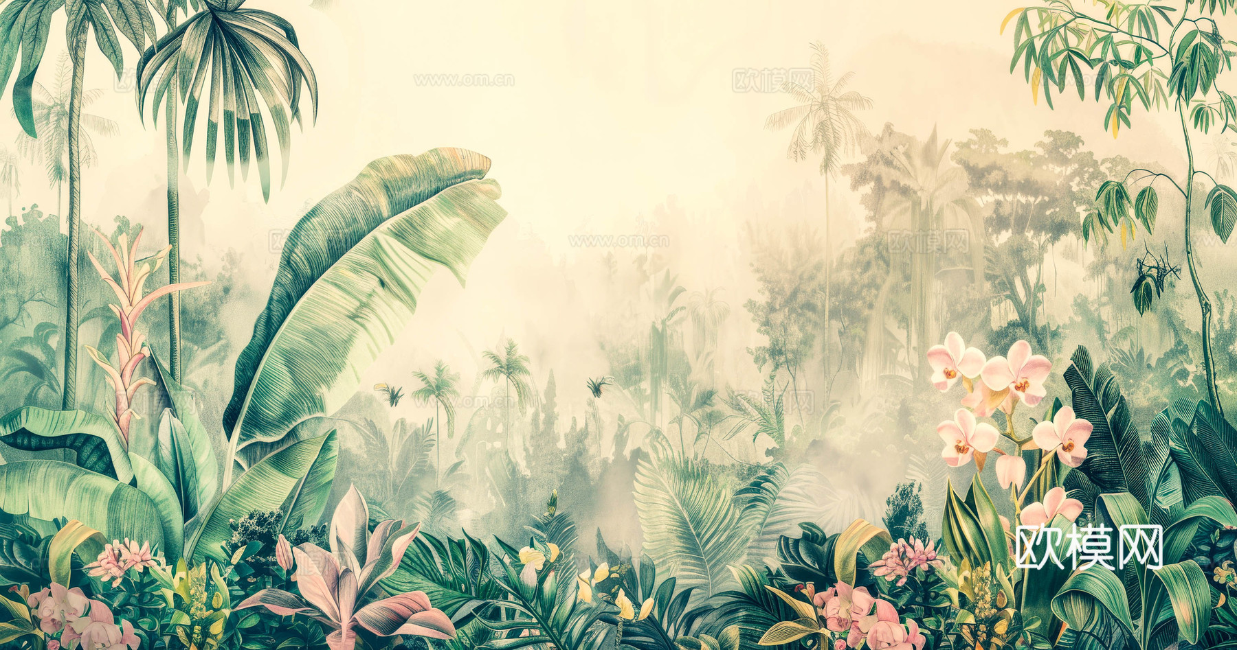 欧式田园热带雨林壁纸下载（渲染图4）