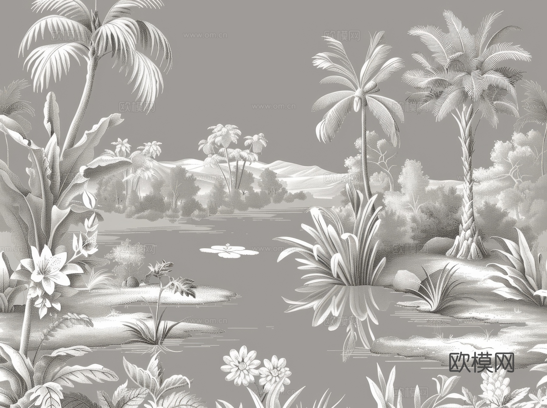 欧式田园热带雨林壁纸下载（渲染图7）