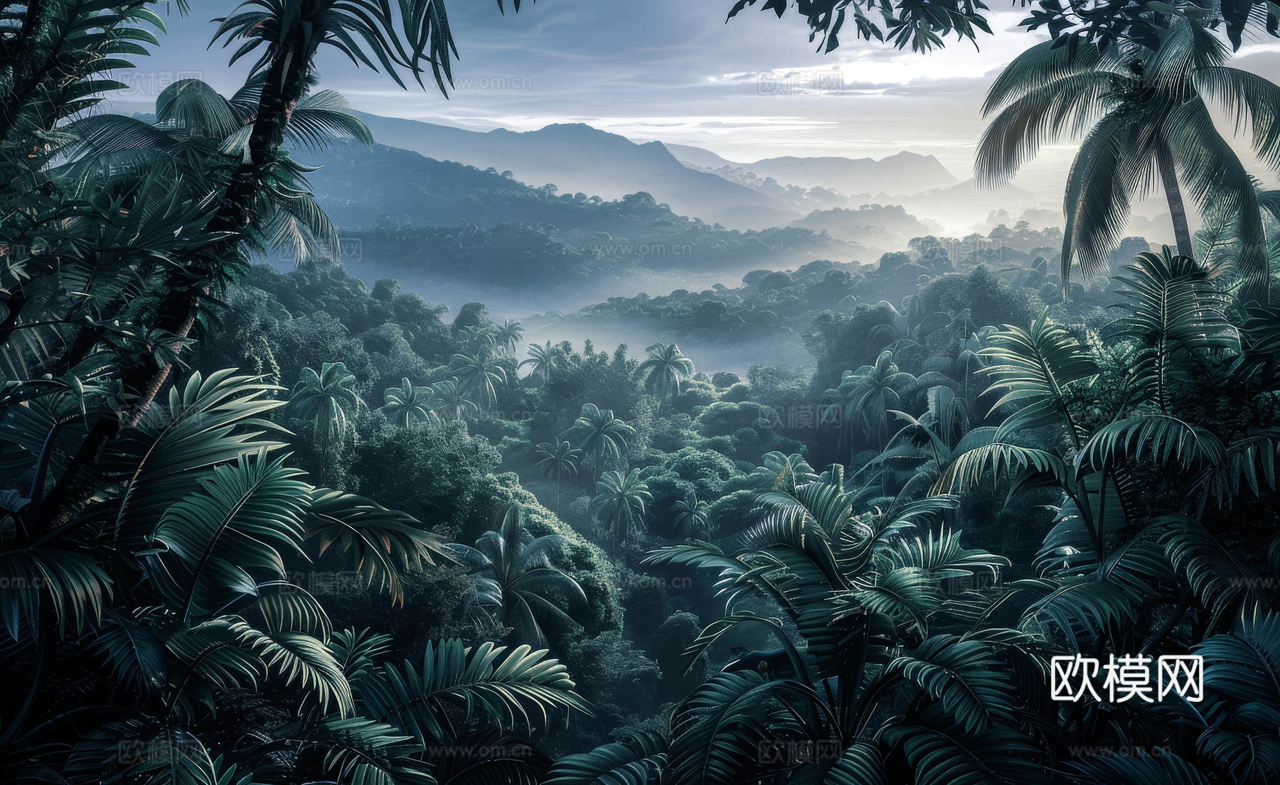 欧式田园热带雨林壁纸下载（渲染图5）