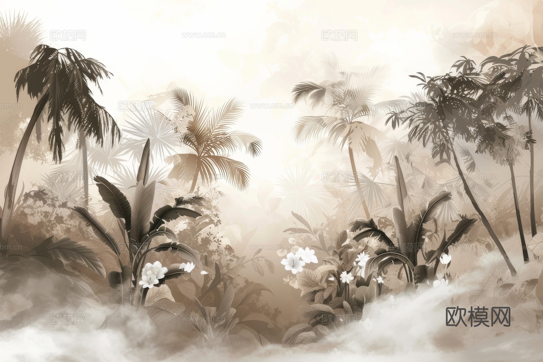 欧式田园热带雨林壁纸下载（渲染图4）