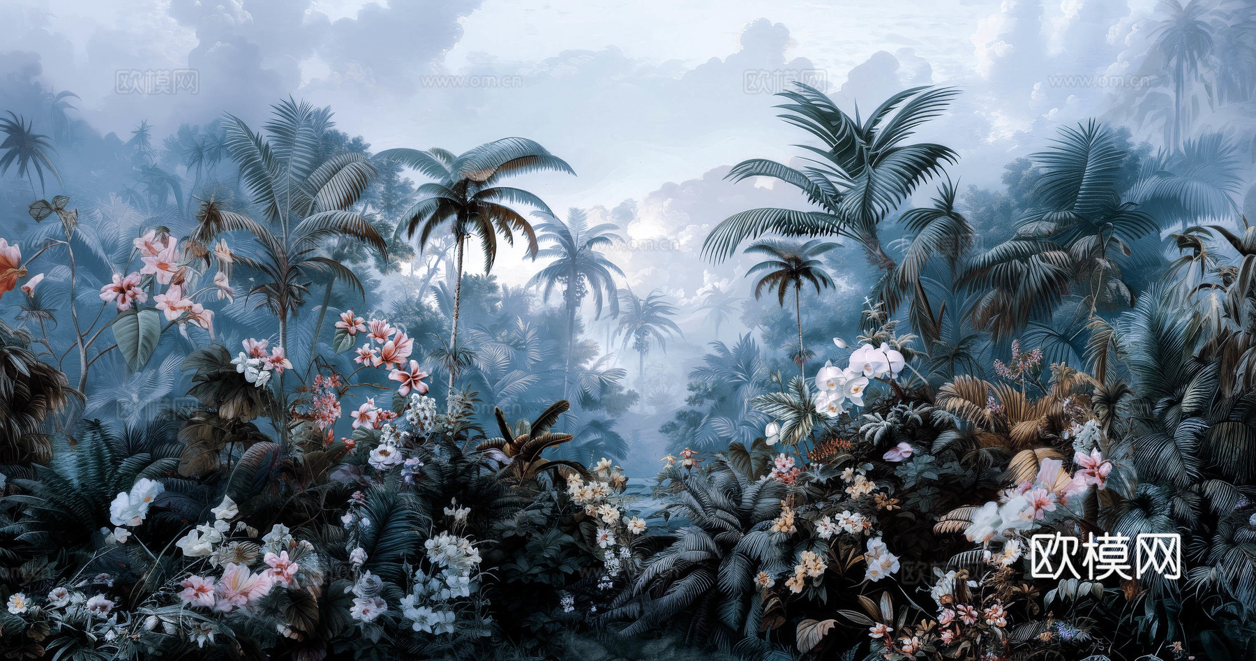 欧式田园热带雨林壁纸下载（渲染图3）