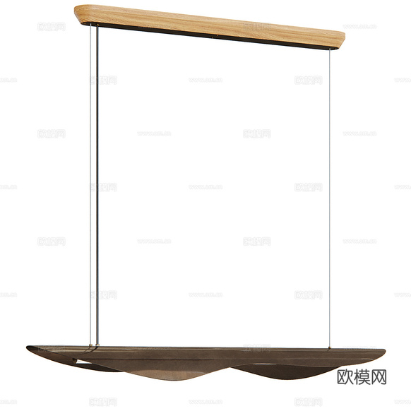 新中式輕奢條形吊燈3d模型下載(渲染圖2)