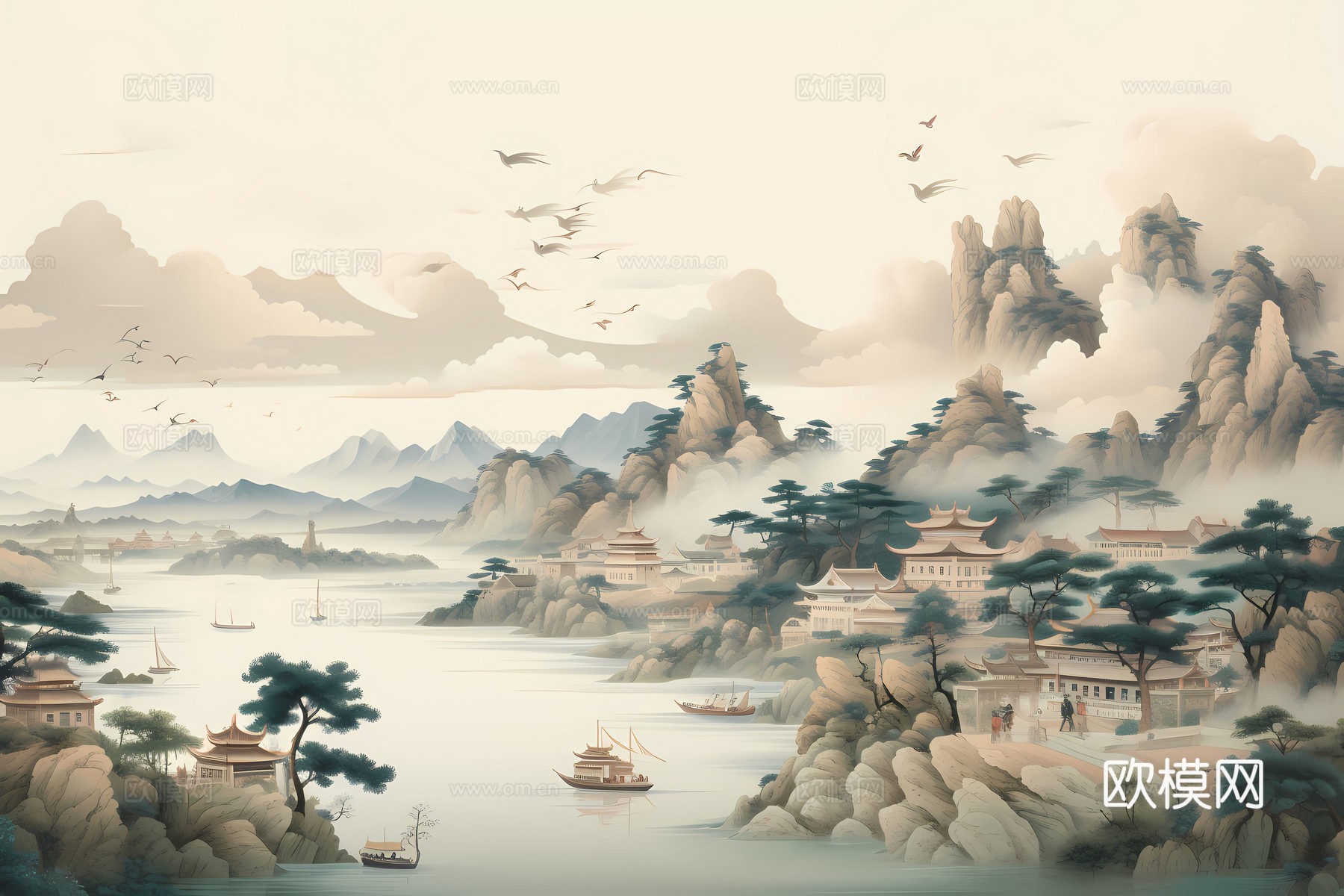 新中式国风壁纸壁画