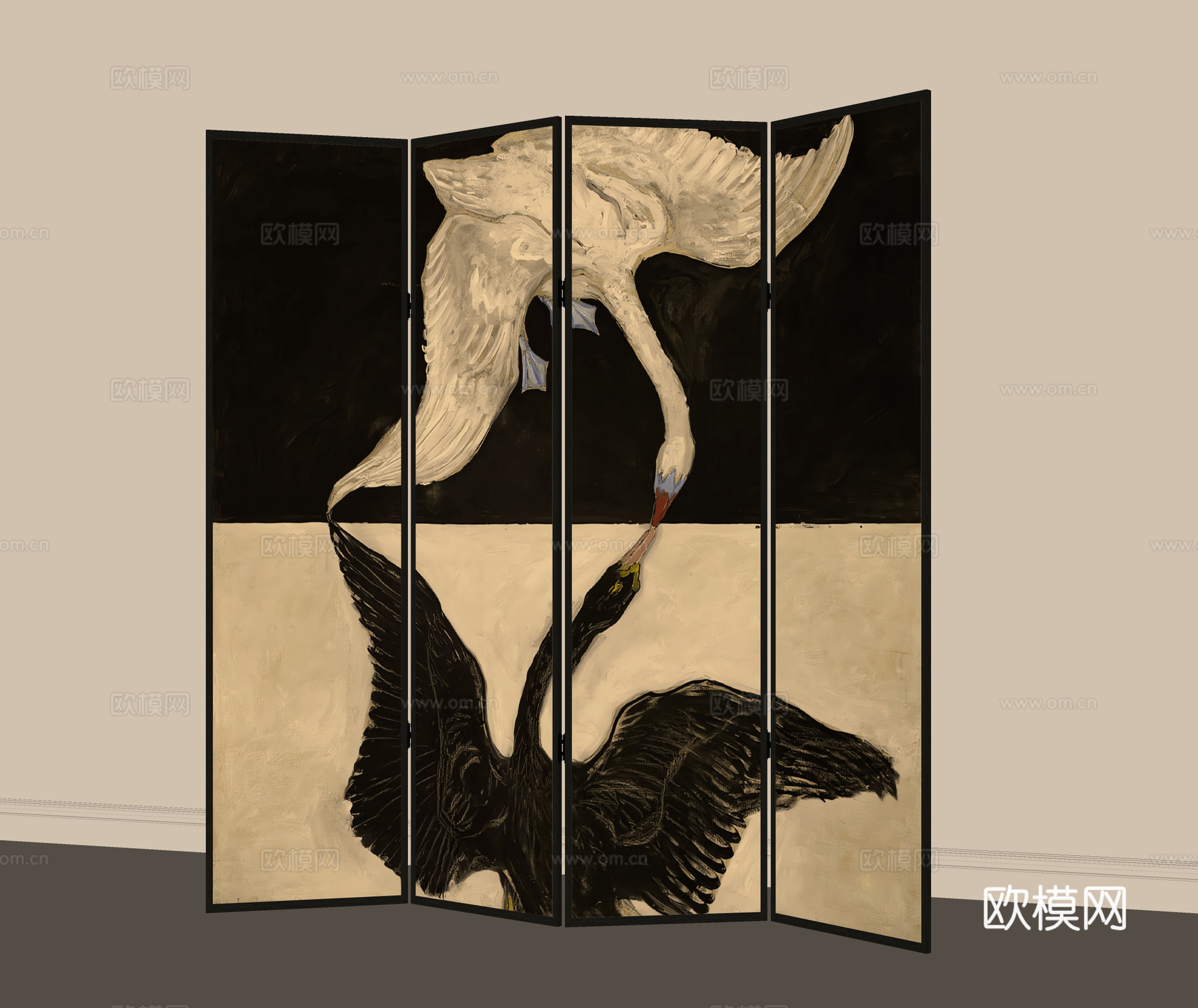 法式可折叠屏风su模型