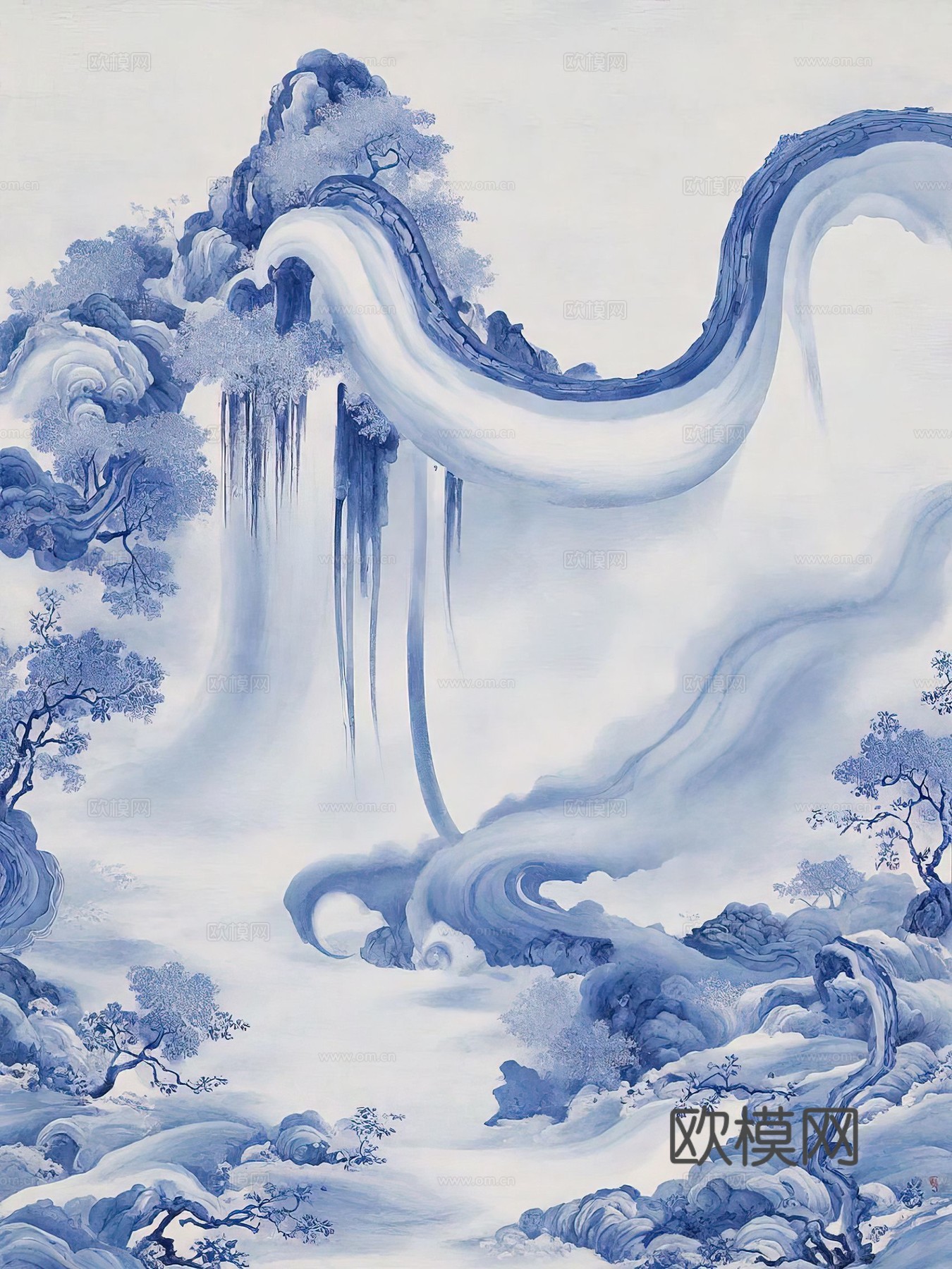 新中式国风壁纸壁画下载（渲染图1）