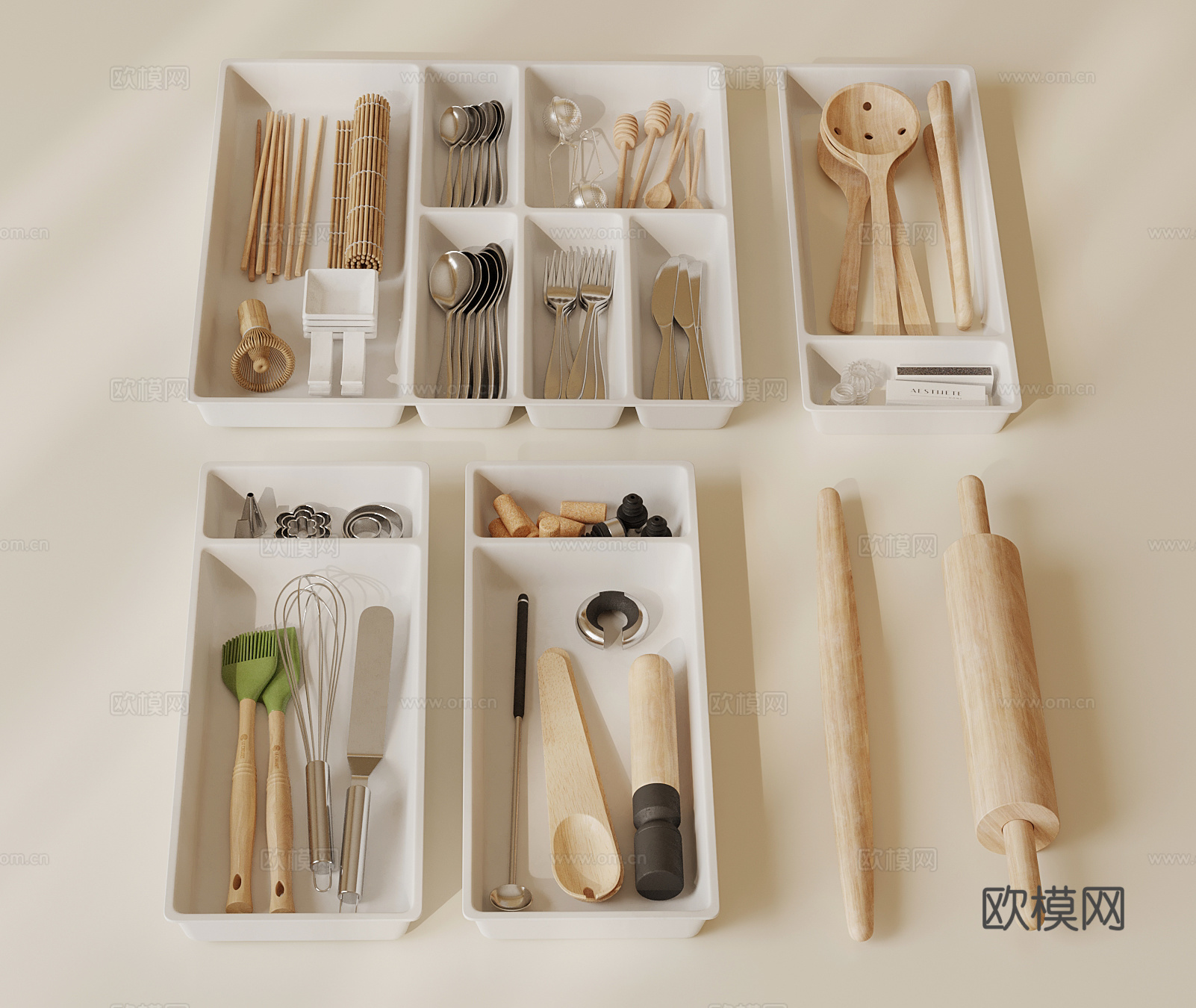 现代餐具 厨房器具 收纳盒su模型