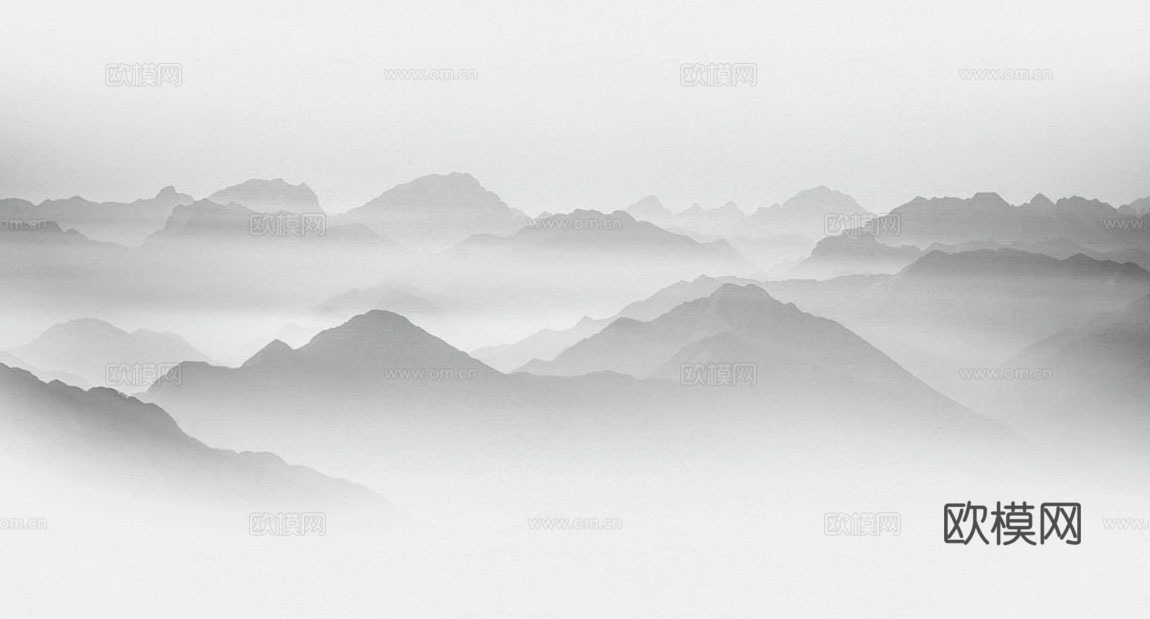 中式山水渐变壁画壁纸贴图