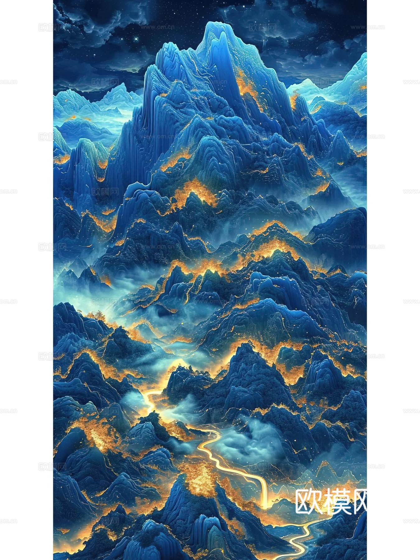 新中式国风壁纸壁画下载（渲染图3）