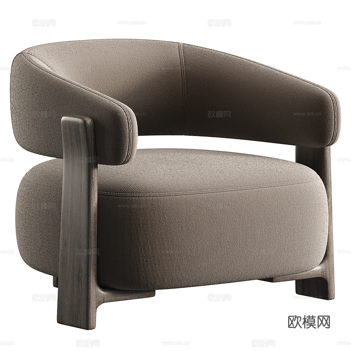 新中式布艺休闲椅3d模型