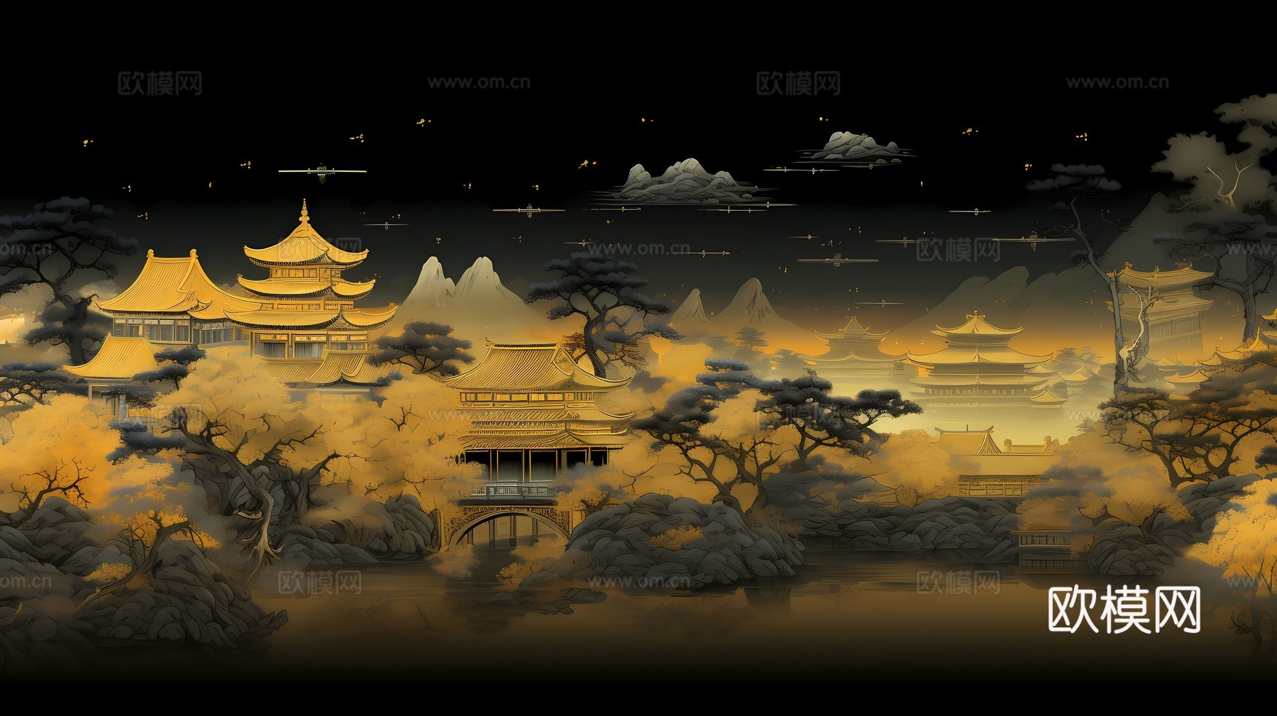 新中式国风壁纸壁画