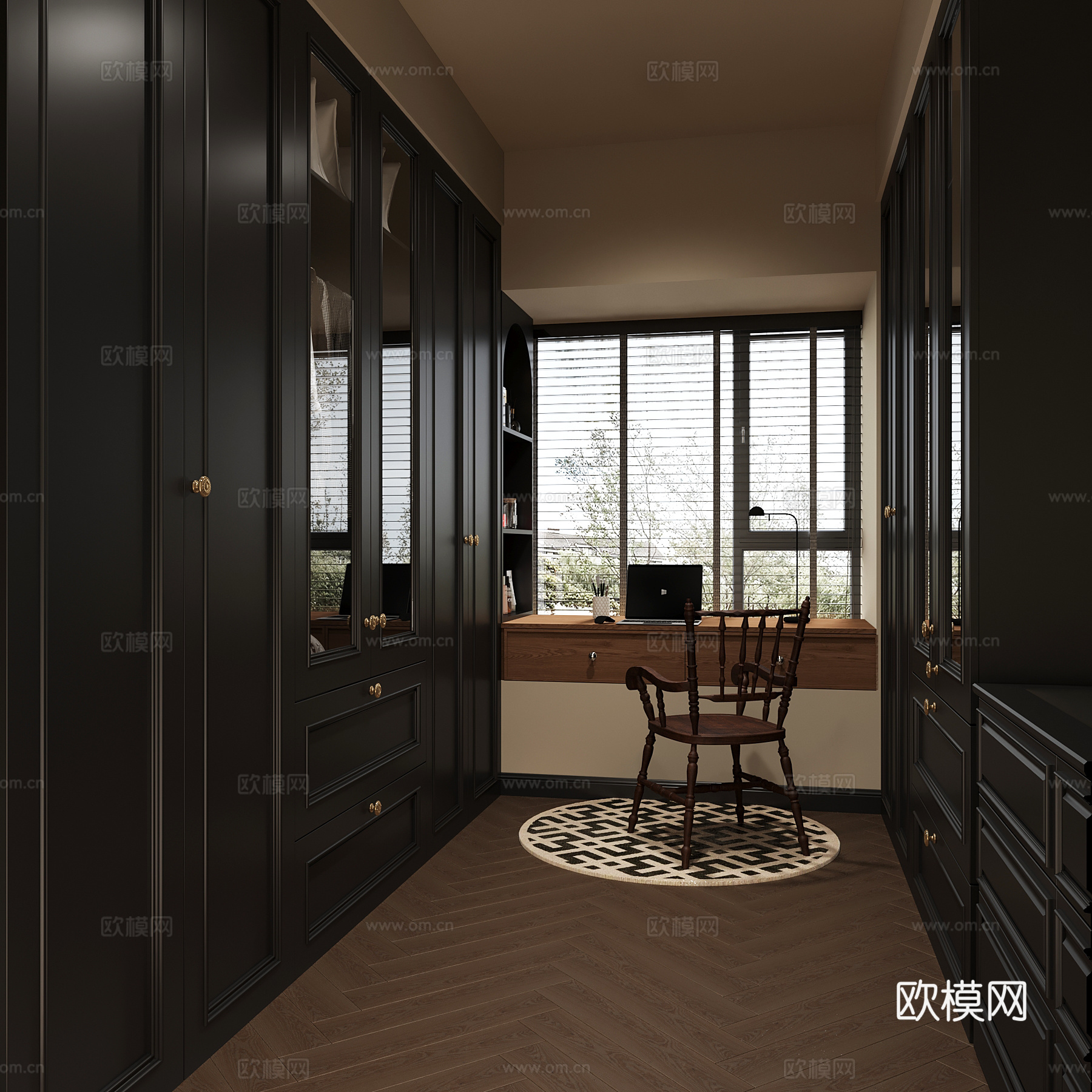 法式衣帽间 衣柜3d模型