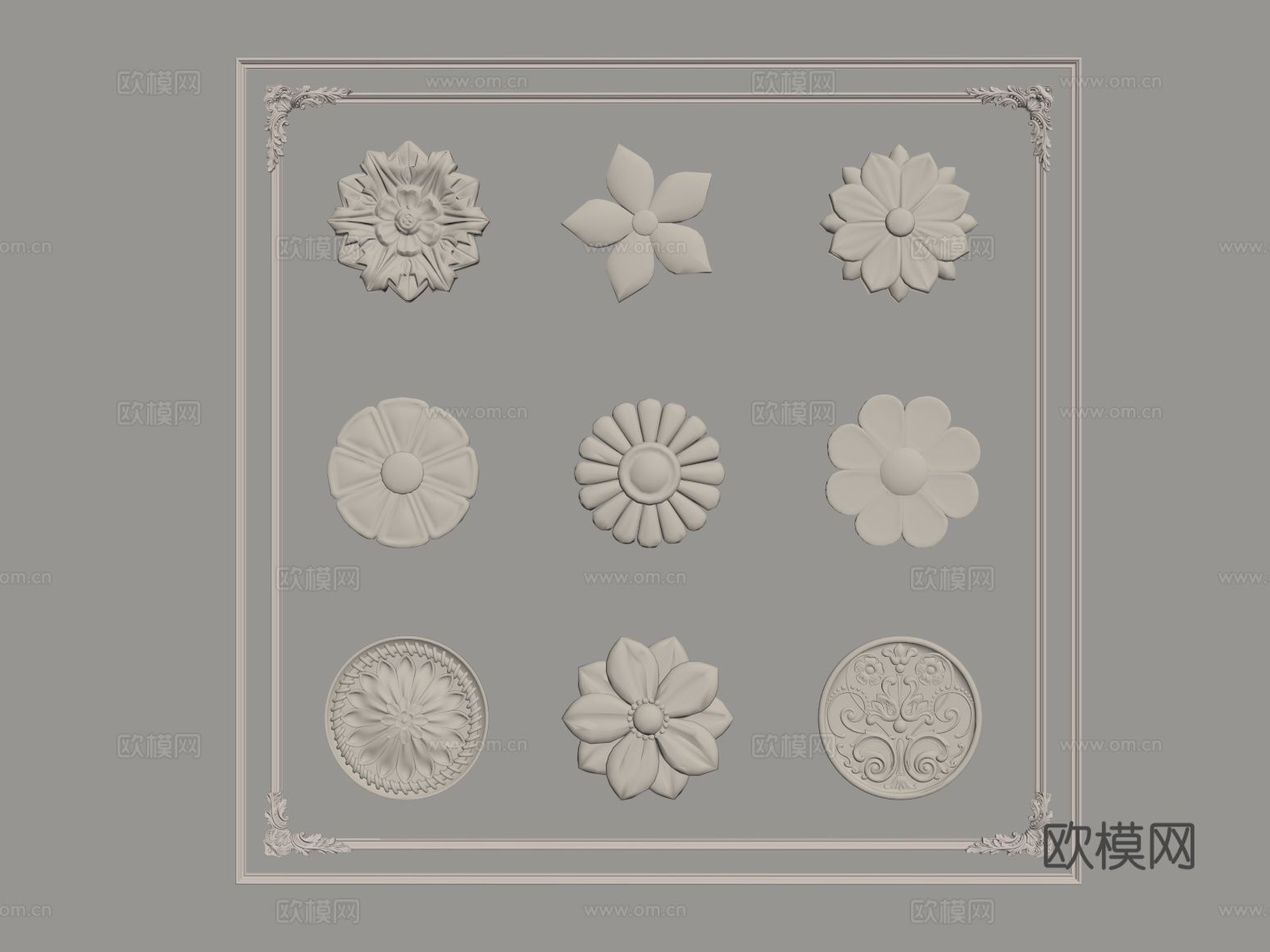 灯盘 法式雕花灯盘su模型