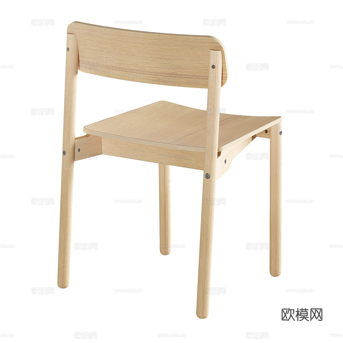 现代北欧原木风餐椅3d模型
